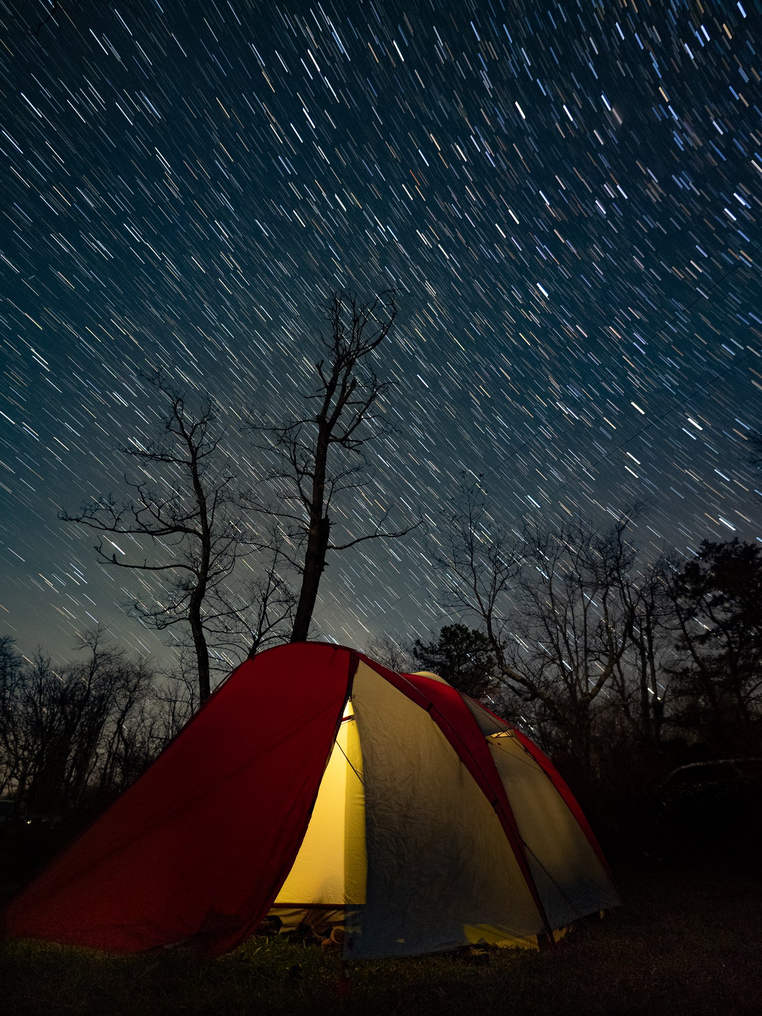 Star trails and tent, Shenandoah