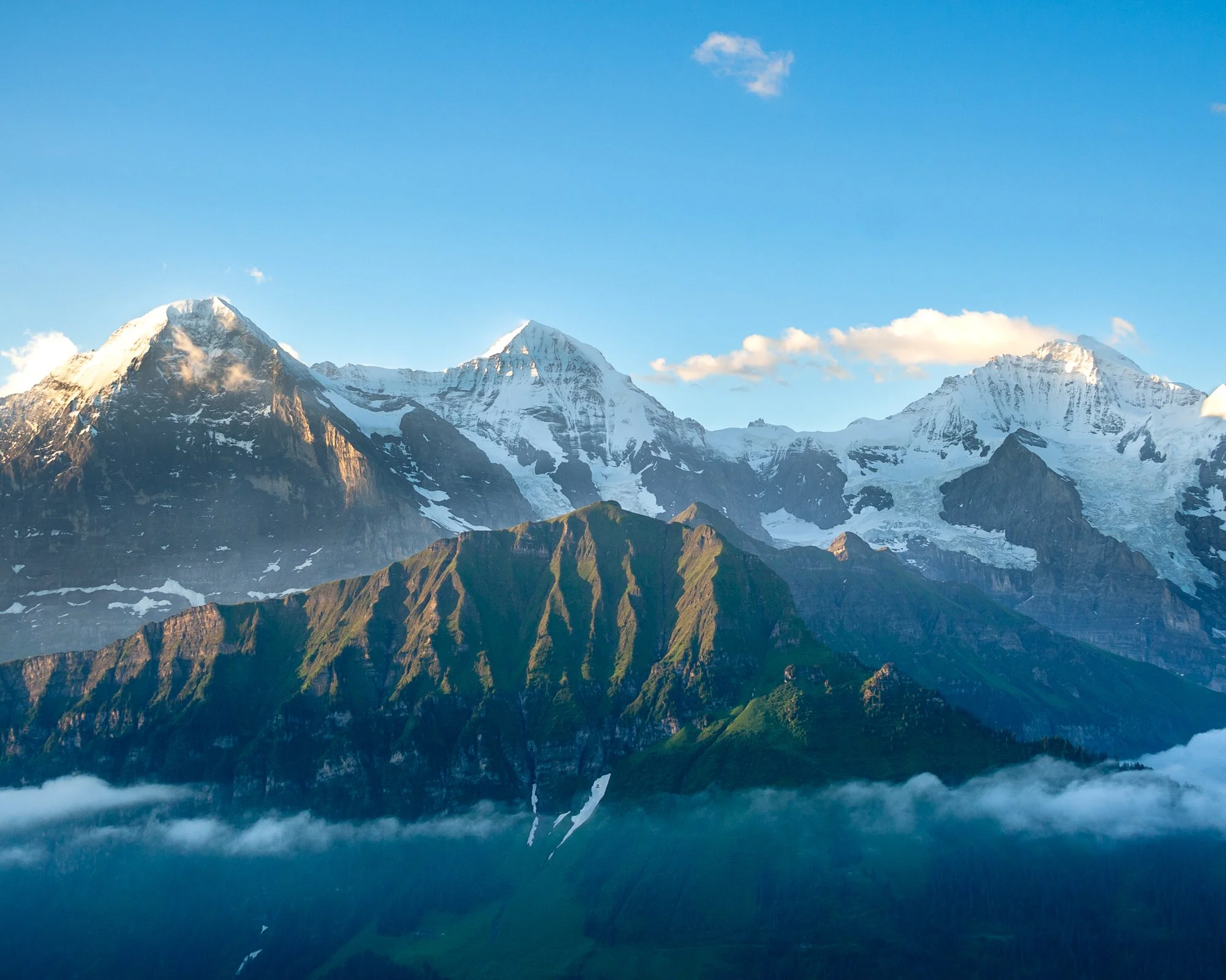 Eiger, Monch, Jungfrau in evening light