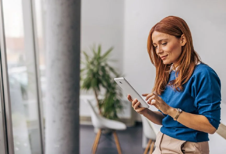 Business woman on tablet