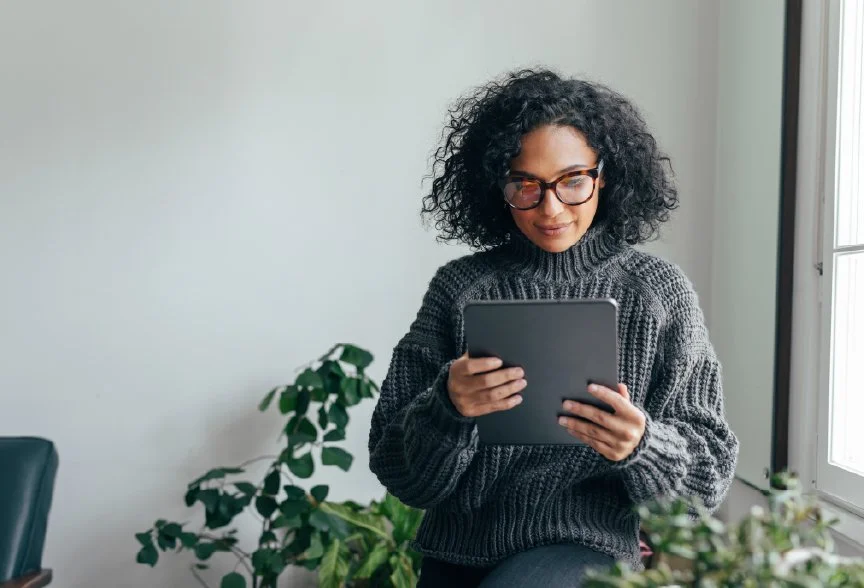 Business woman on tablet