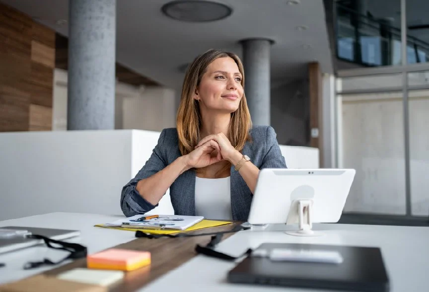 business woman thinking in office