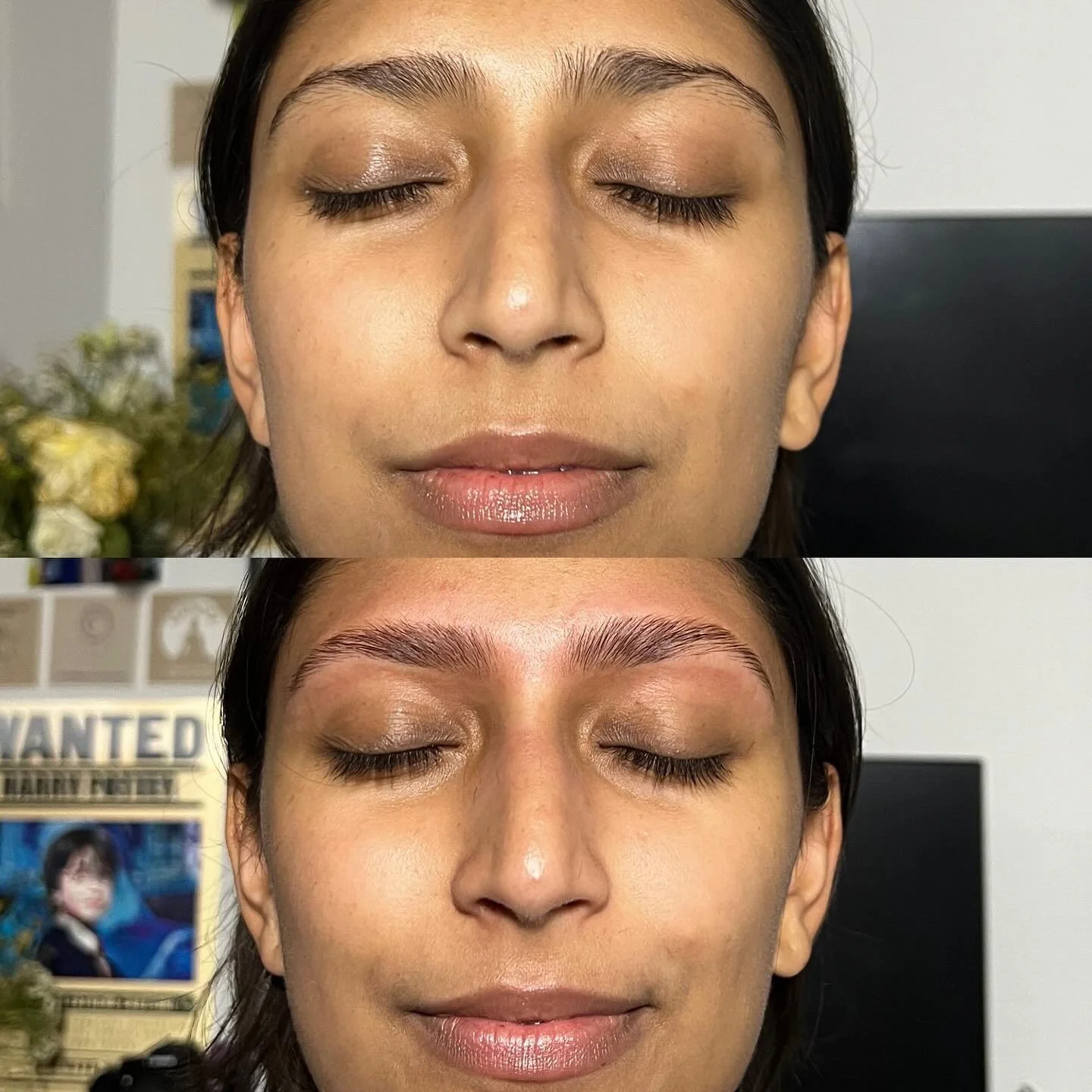 Brow Lamination Transformation 🤍
This queen came in wanting a brow tint and threading, but after taking a look at her brows, I advised that a brow lamination might give her more value than either of the tint options, and I am so grateful that she tr