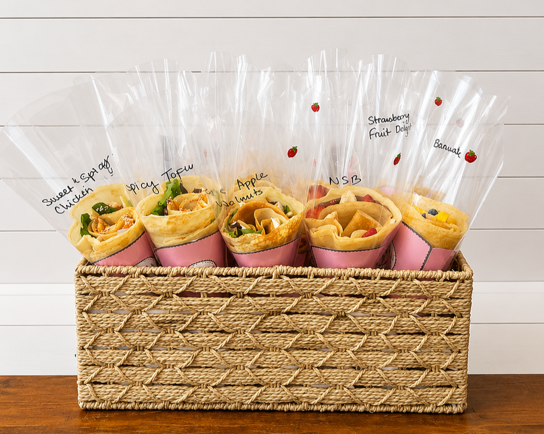 Gluten-free crêpe bouquet arrangement at Stephanie's Crêpes Miami