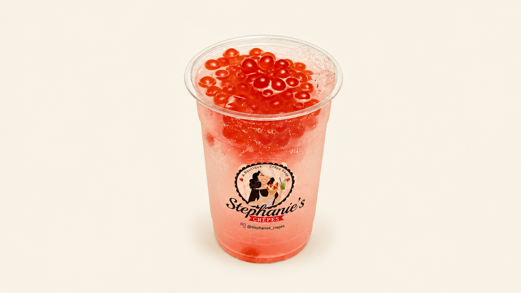 Sparkling fruit boba at Stephanie's Crêpes