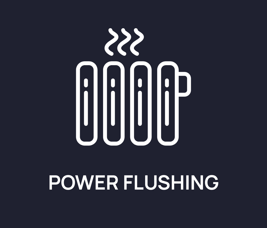 Icon of a hot radiator with steam rising, labeled