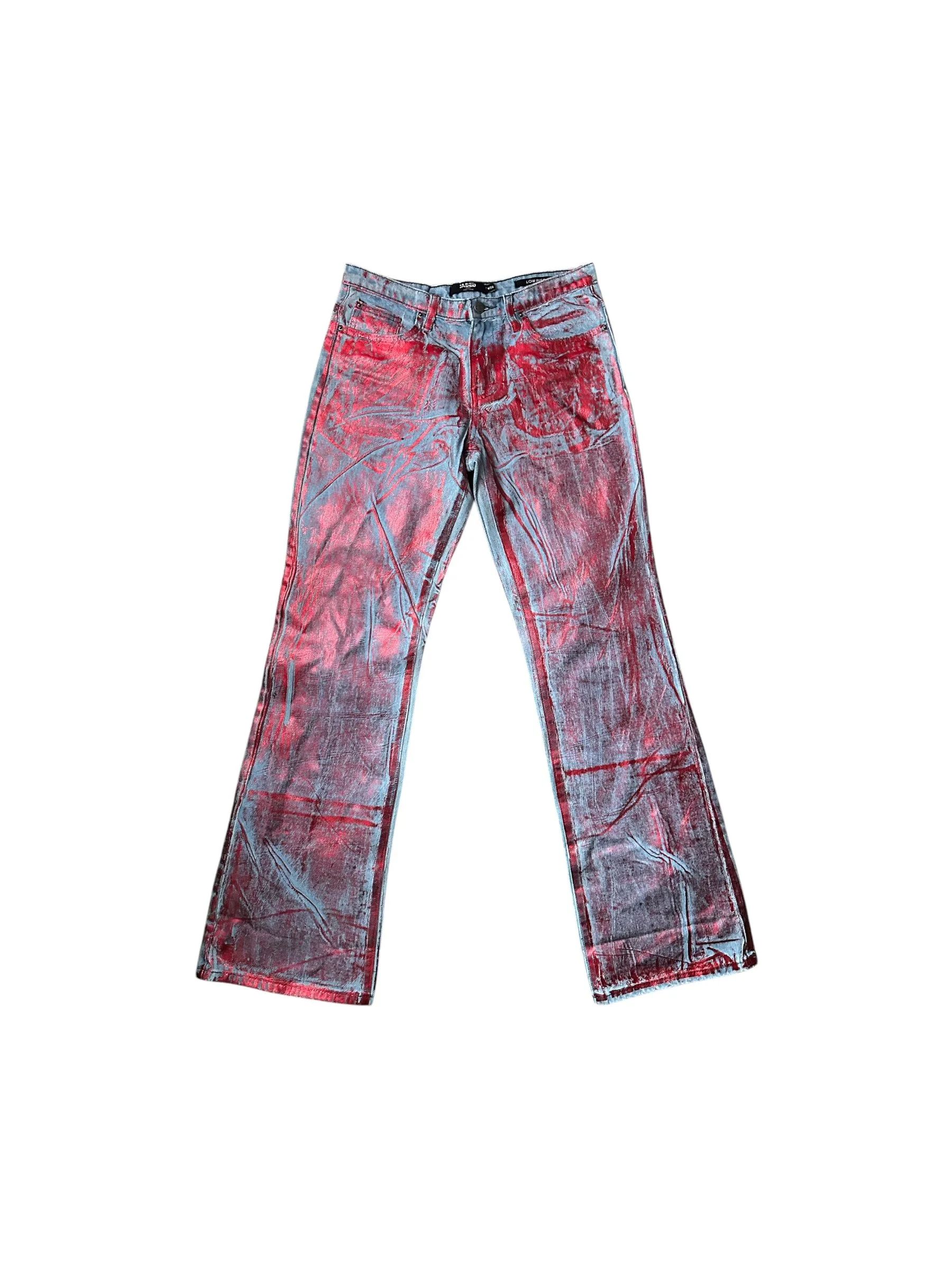 JADED LONDON RED METALLIC LOW RISE JEANS | SIZE 26