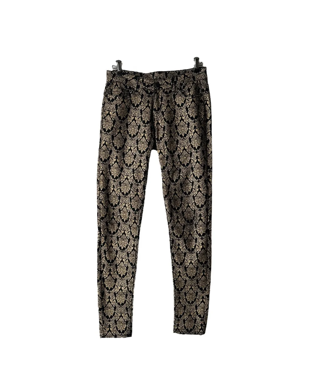 BISOU BISOU BLACK AND GOLD JACQUARD PANTS | SIZE 2