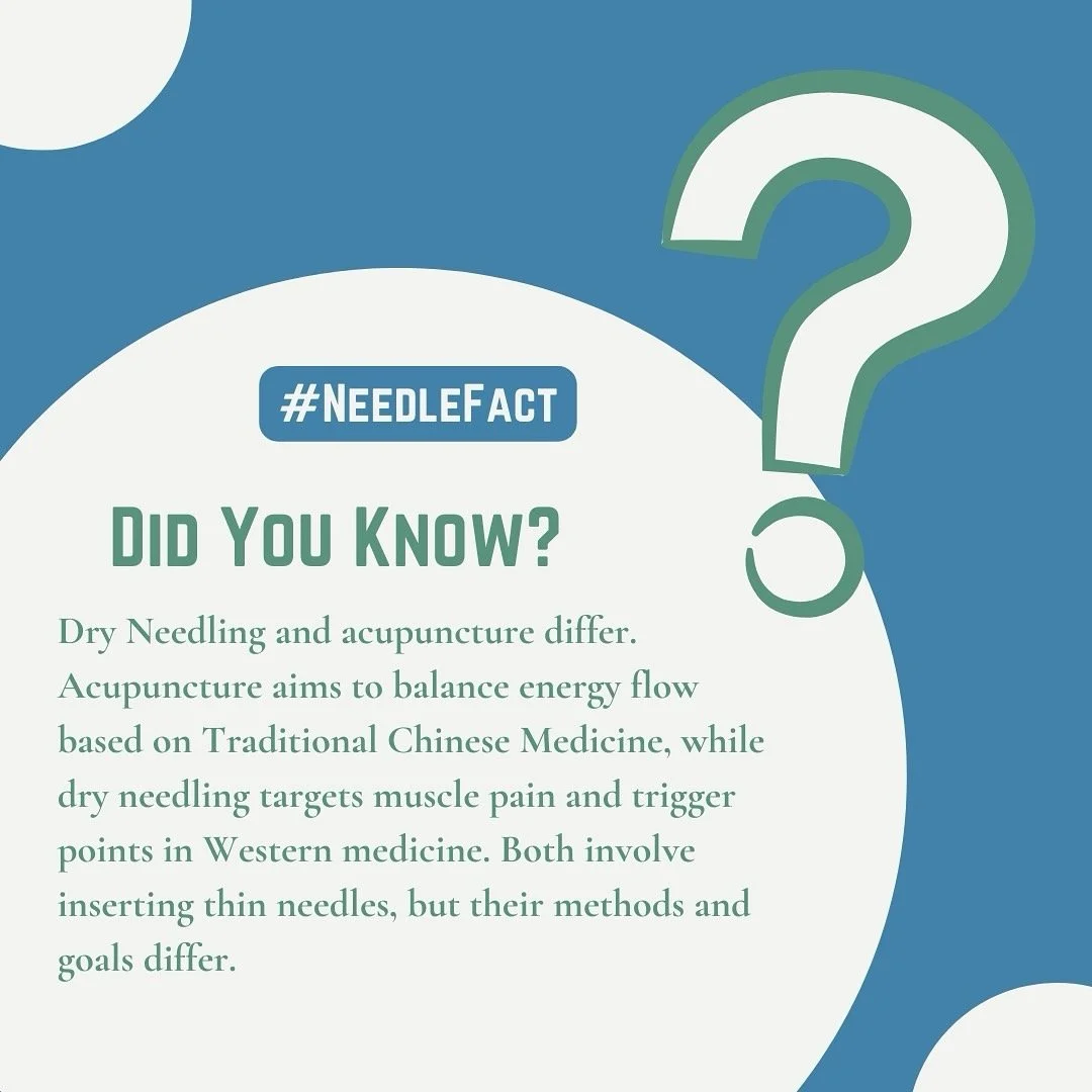What&rsquo;s the difference between dry needling and acupuncture? Although the techniques are similar, dry needling aims to work directly into the muscle tissue that is dysfunctional. This helps decrease pain, improve local blood supply, and accelera