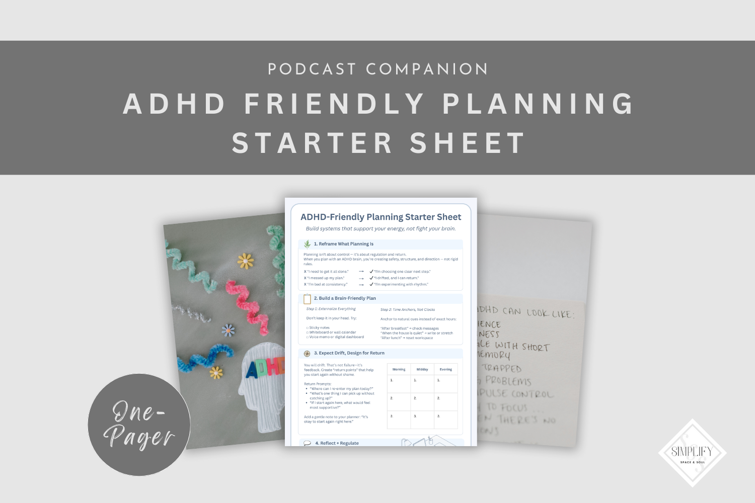 ADHD-Friendly Planning Starter Sheet | Nervous System & Executive Function Printable