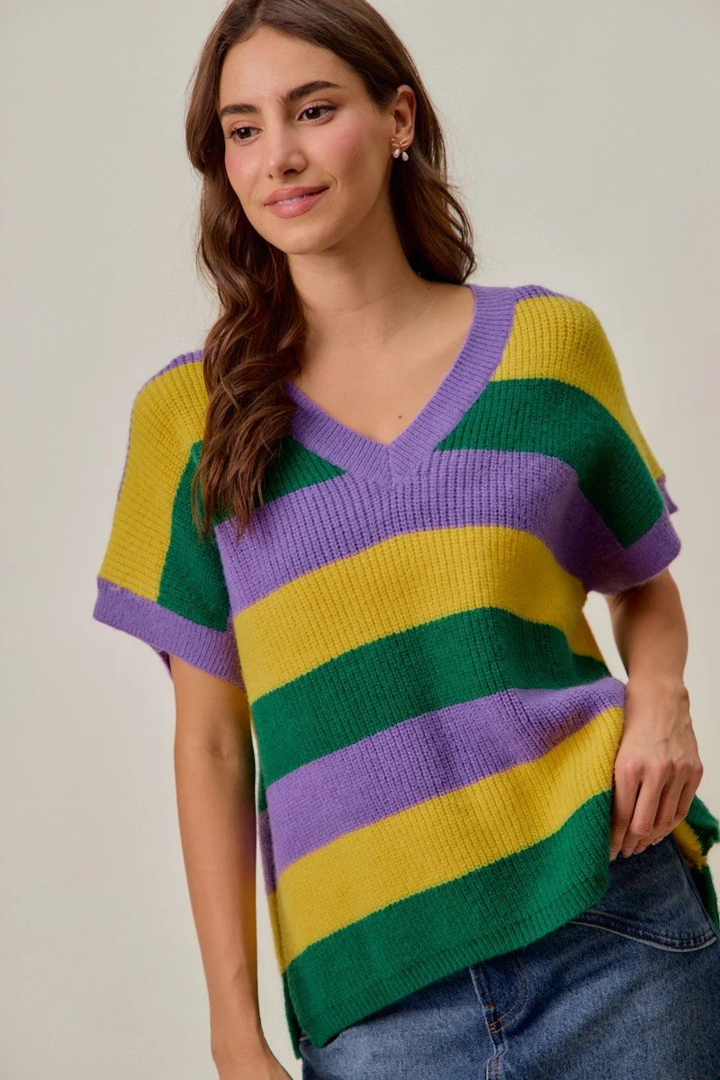 SOMESOMEMardiGrasLooseFitVNeckStripeSweaterTop1.jpg