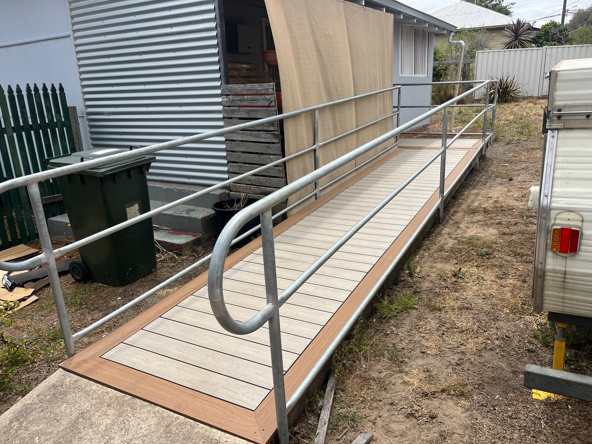 access ramp built from timber and slip resistant composite timber to Australian Standards Albany
