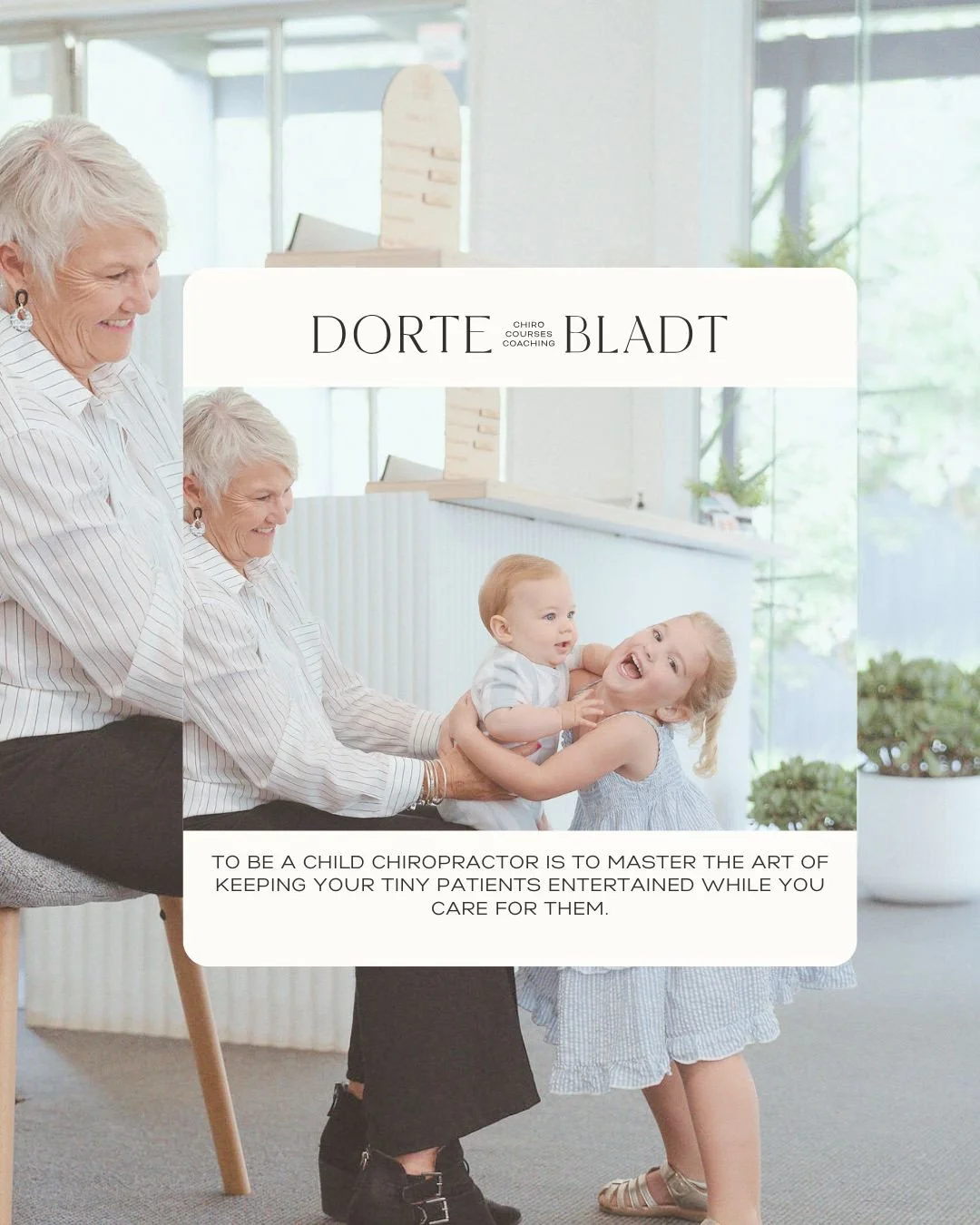 To be a child chiropractor is to master the art of keeping your tiny patients entertained while you care for them! 💕 With Dorte Bladt's Practice Pro Mastermind and Switched On Babies courses, you'll gain expert tools like gentle adjustments and fun 