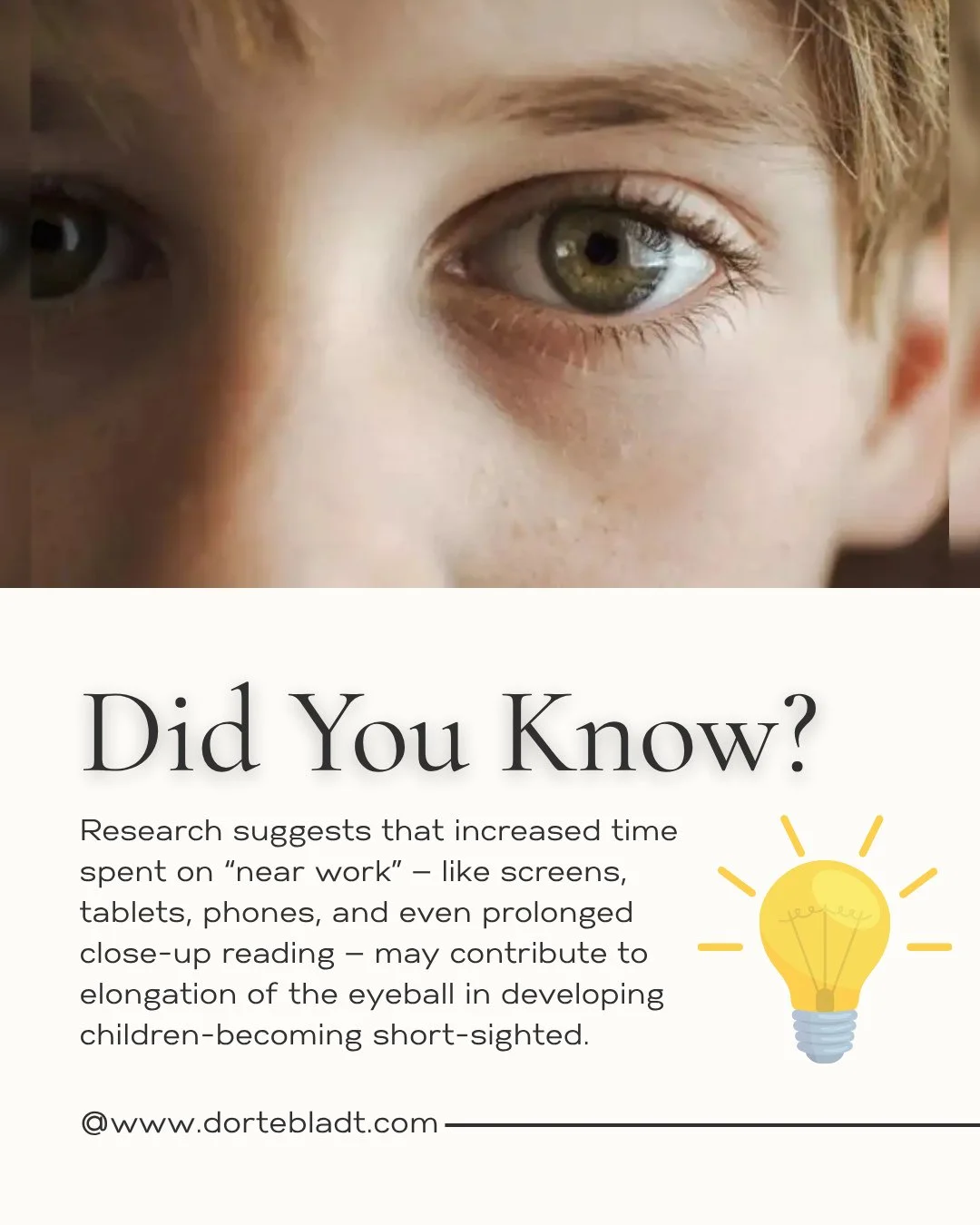 As children grow, their nervous systems and visual systems are constantly adapting to their environment. Too much close-up focus and limited outdoor time may influence how their eyes develop over time.⁠
⁠
That&rsquo;s why many child chiropractors enc