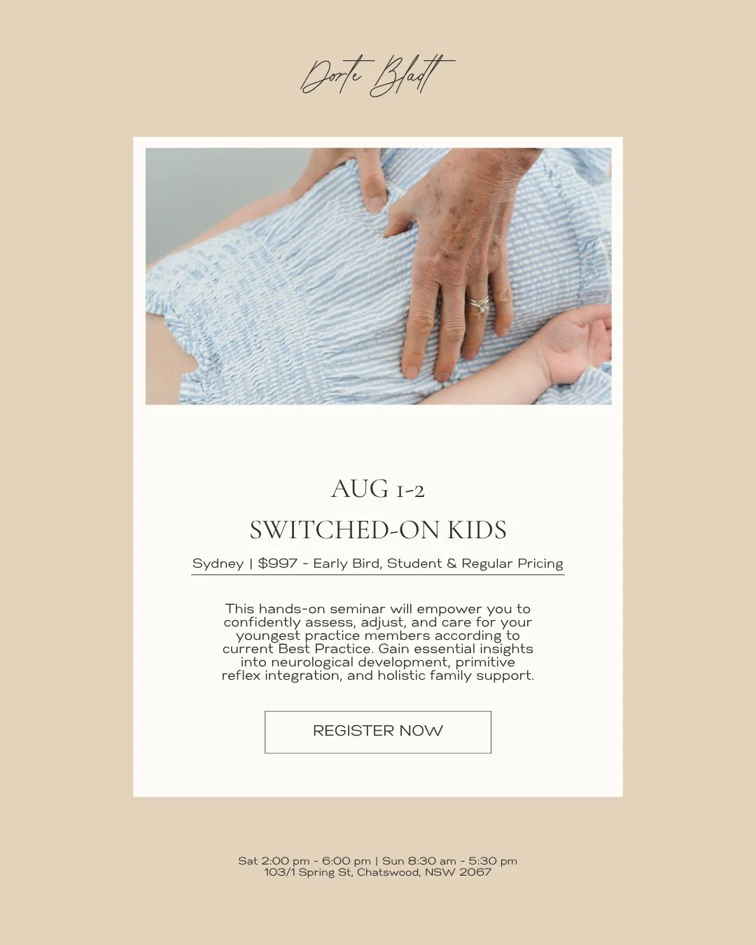 SWITCHED-ON KIDS | Sydney | Aug 1&ndash;2⁠
⁠
A hands-on seminar for chiropractors ready to deepen their skills in kids' chiropractic care, neurological development, primitive reflex integration, and holistic family support.⁠
⁠
Learn current Best Prac