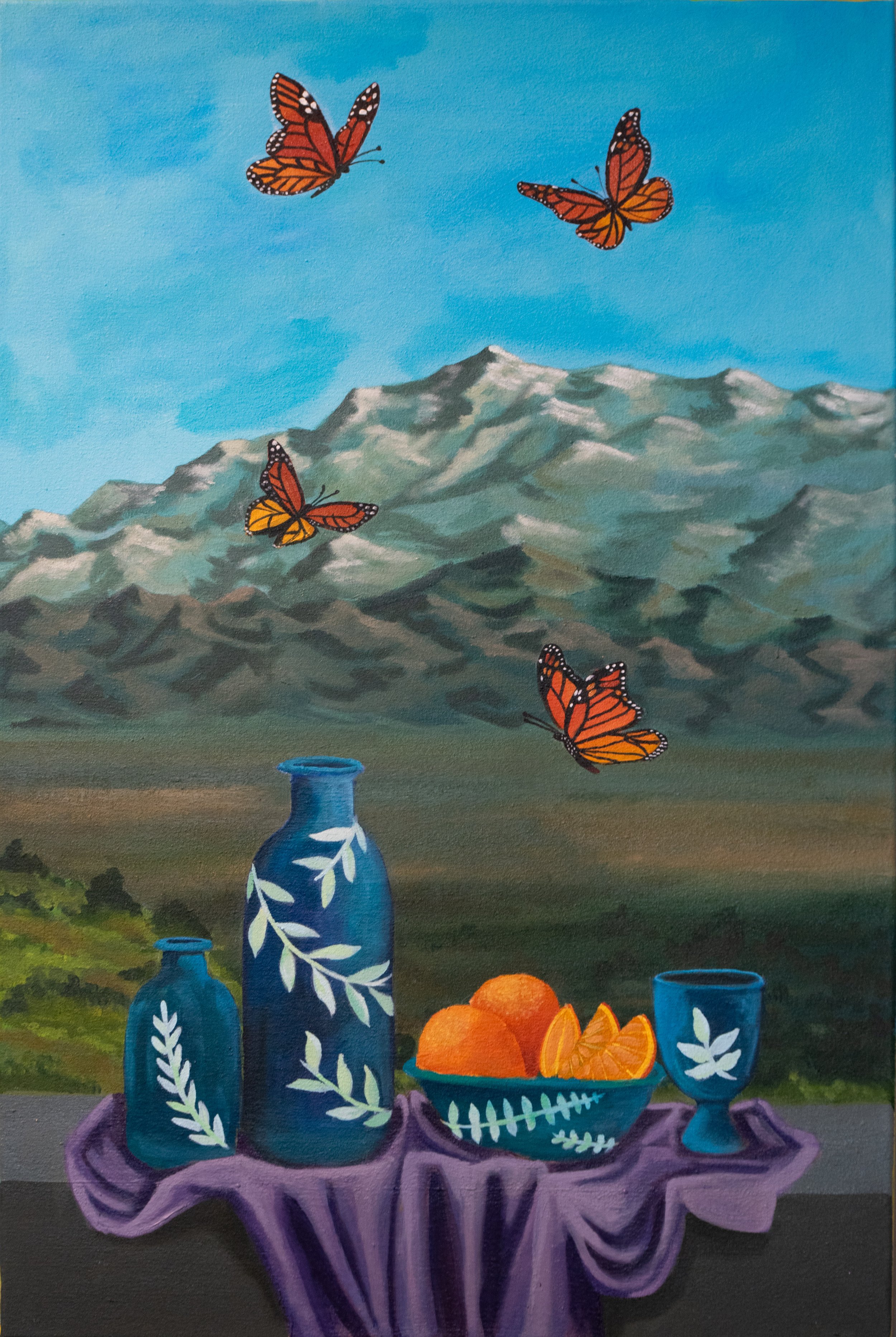 "Still Life Beneath the Summit", Acrylic on Canvas, 2025