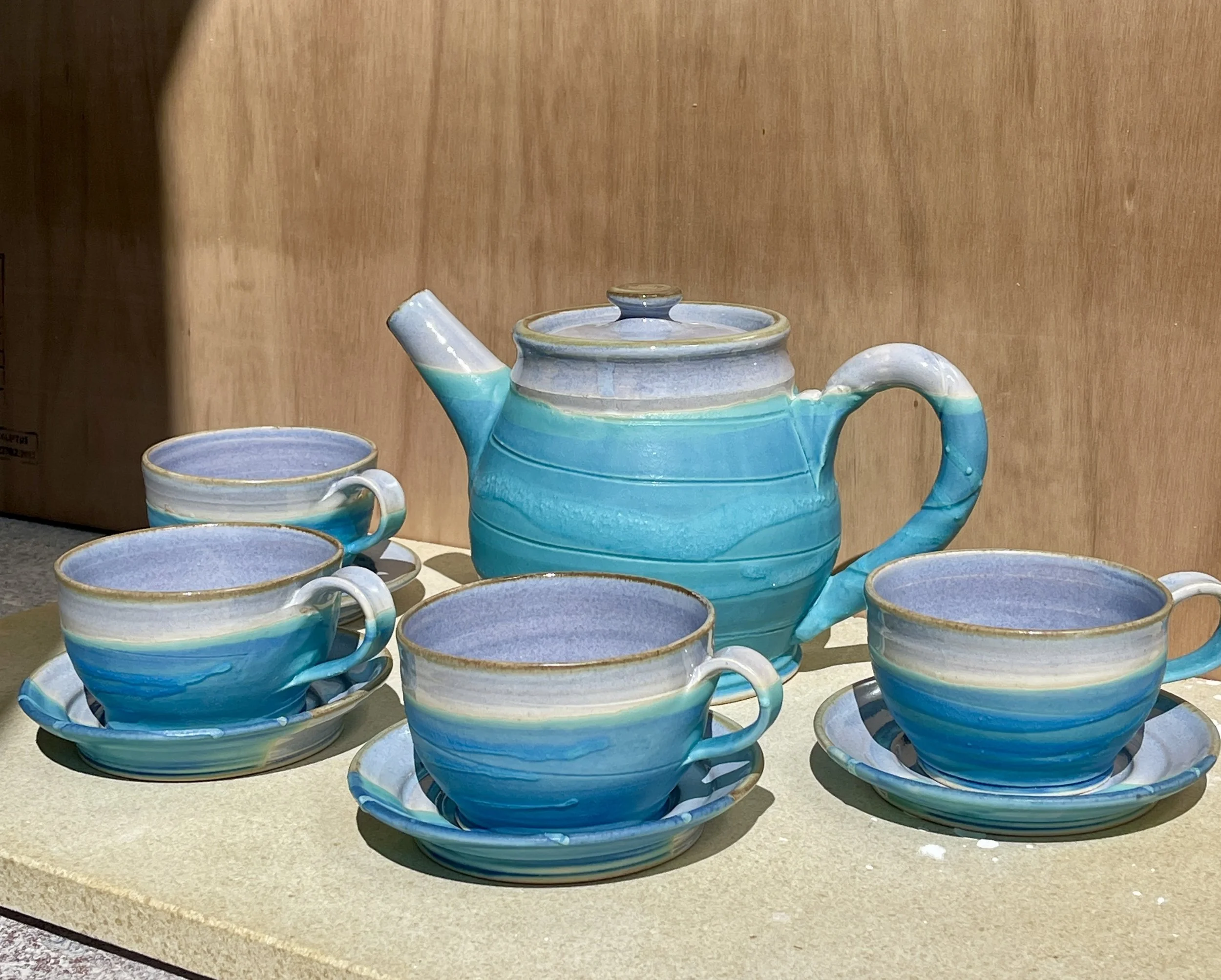 Mull Pottery Nine Piece, Four Cup Tea Set - Iona