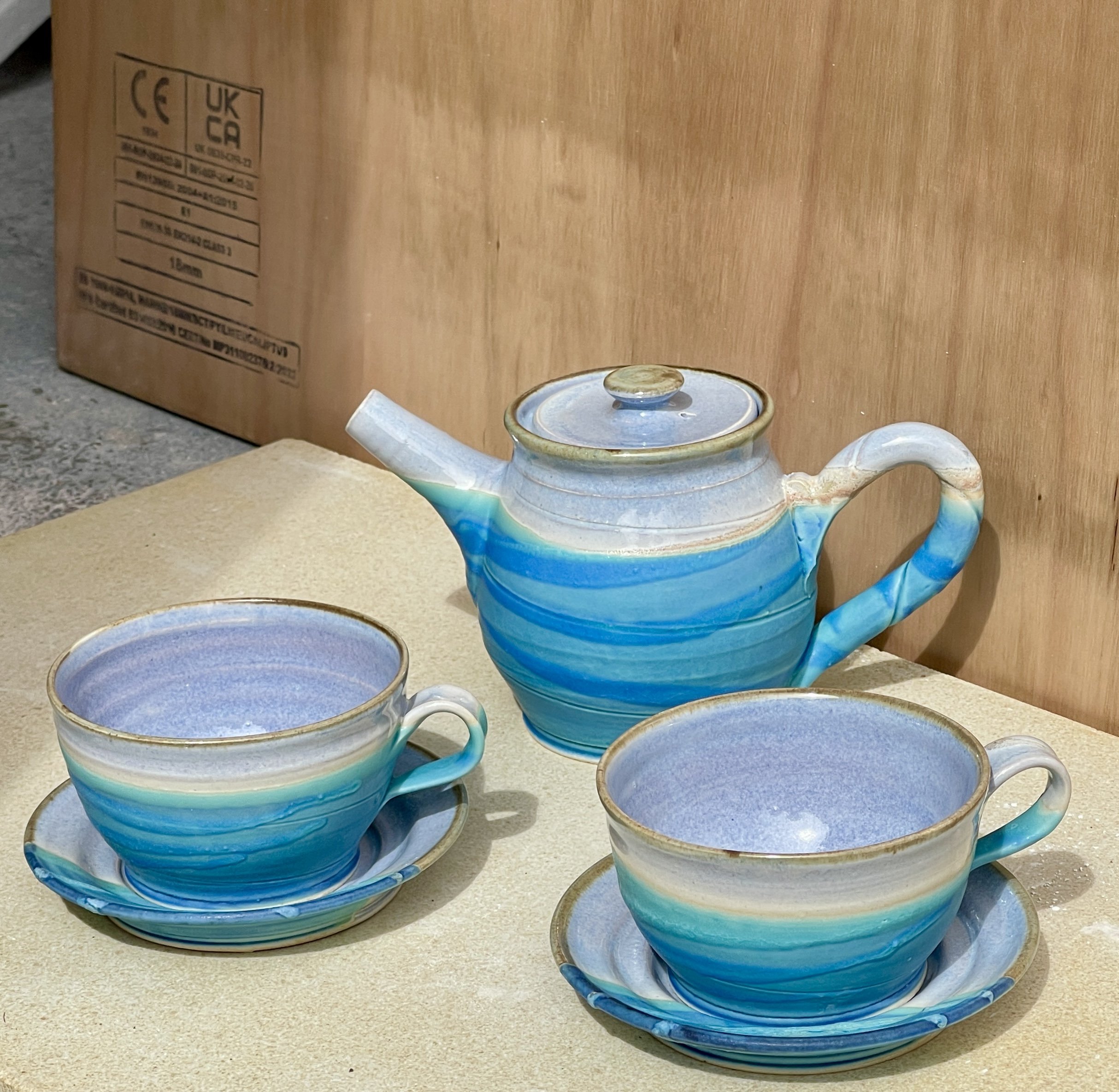 Mull Pottery Five Piece, Two Cup Tea Set #1