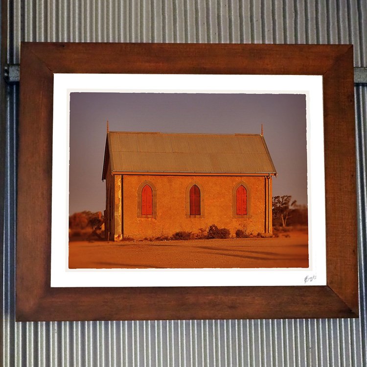 Sunset-On-Church-dark-stained-oak-frame.jpg