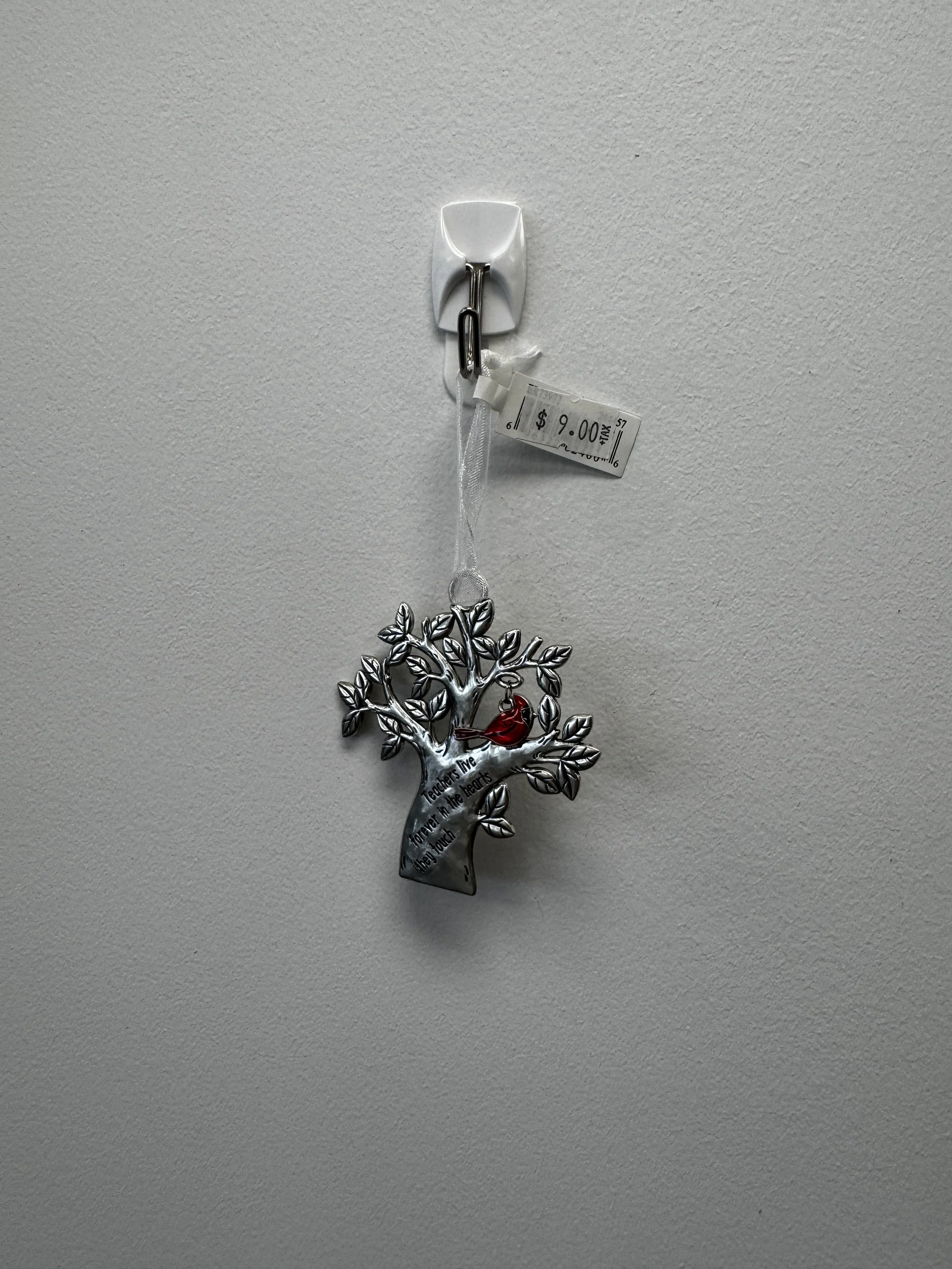 Silver Tree and Cardinal with Saying