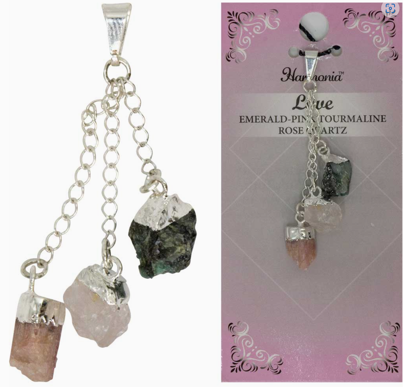3 Stone Pendant - Love 2.5"L