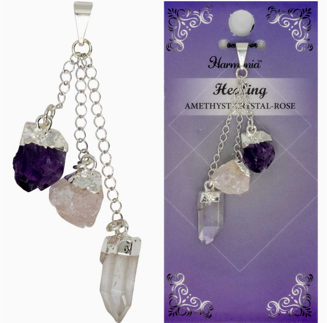 3 Stone Pendant - Healing 2.5"L