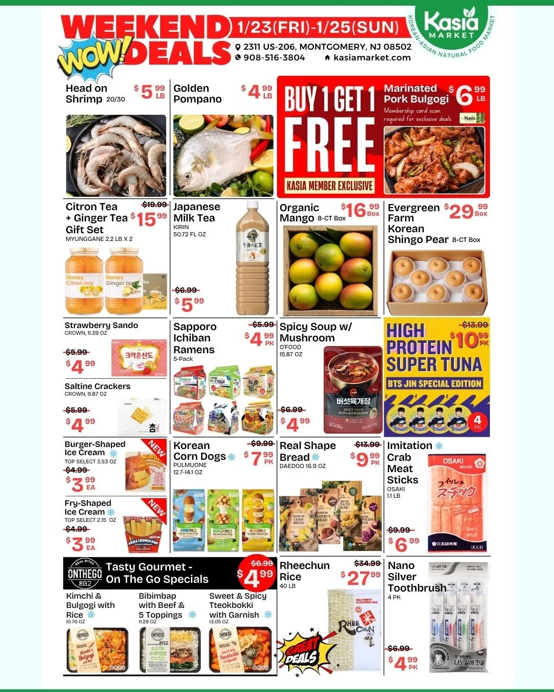 Weekend WOW Deals are ON!
BOGO deals + New arrivals &mdash;
Come to Kasia Market 🛒 and stock up before the storm ❄️