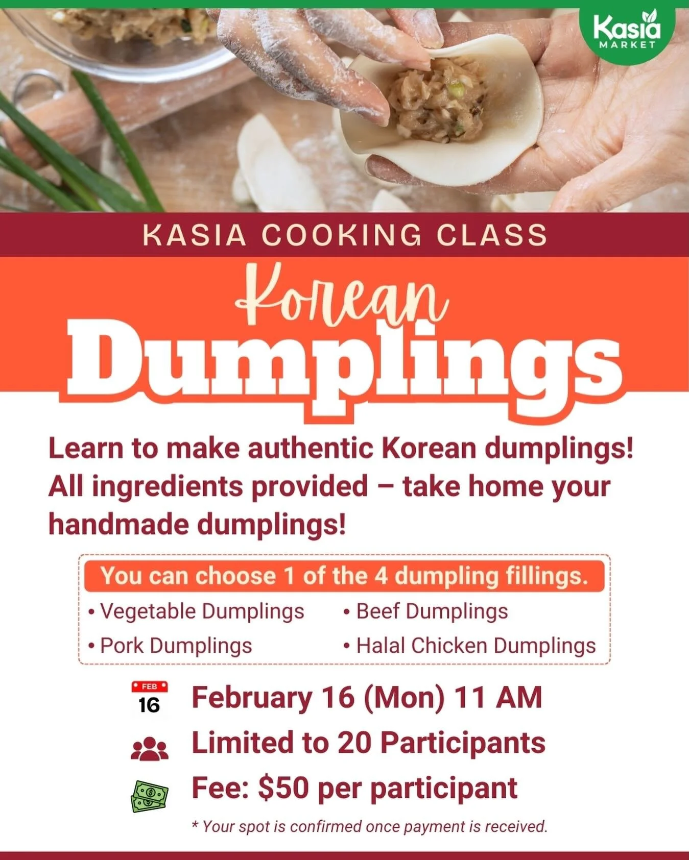 Celebrate the Lunar New Year the Korean traditional way &mdash; making dumplings together.
A fun, hands-on cooking experience to celebrate the season.

* For more details and sign-up, check the link in our profile.
#lunarnewyear #dumplings #cookingcl