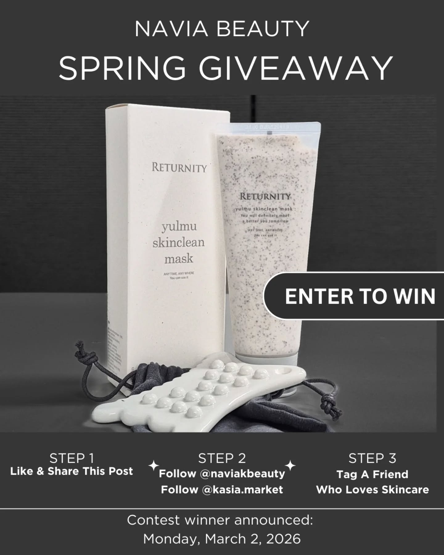 As we move toward spring, it&rsquo;s the perfect time to refresh and renew. We&rsquo;ve partnered with @naviakbeauty to gift one lucky winner the Returnity Yulmu Skinclean Mask + Returnity Guasha &mdash;a gentle exfoliating and sculpting ritual to re