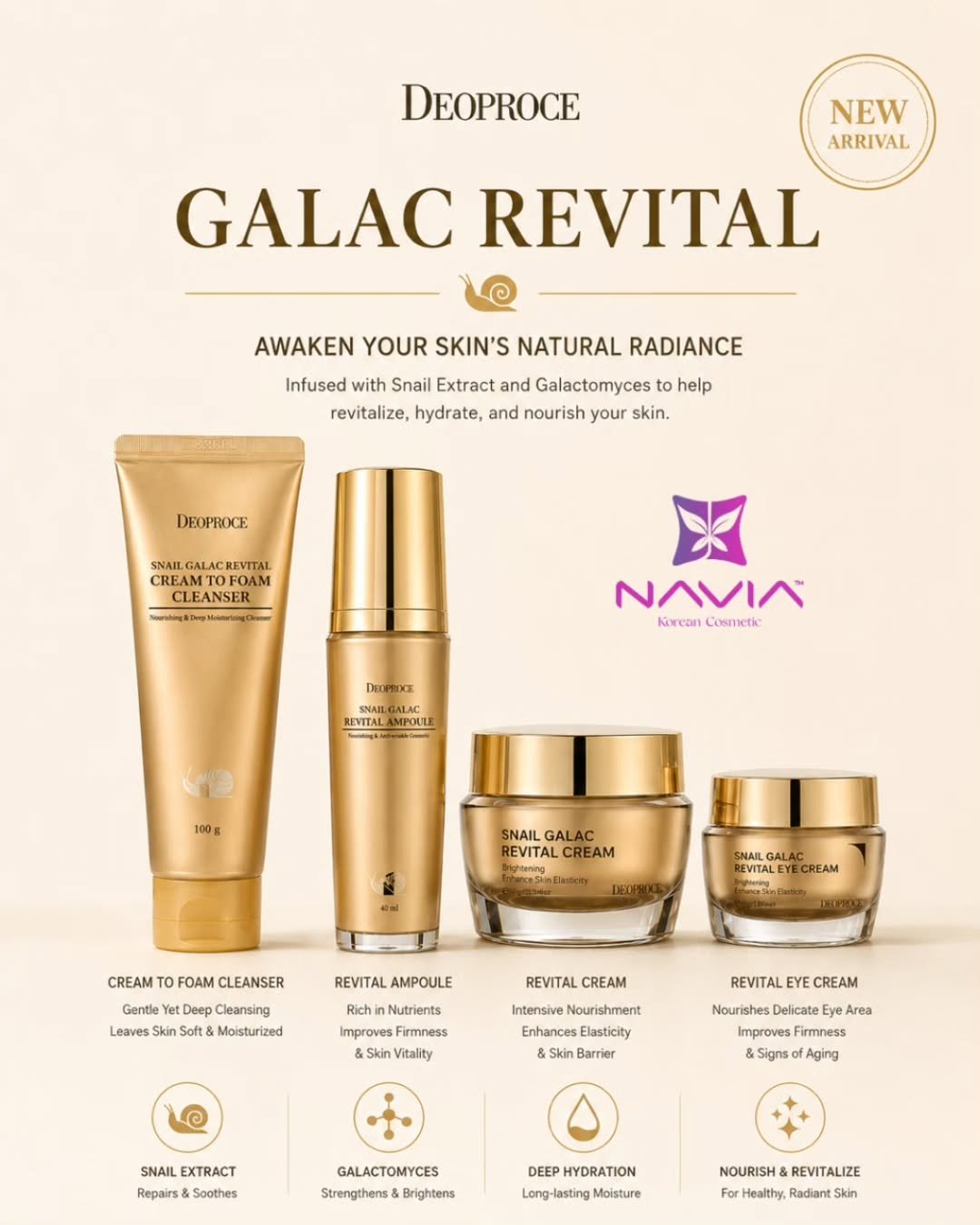 ✨&nbsp;NEW ARRIVAL&nbsp;✨

Meet the new&nbsp;DEOPROCE Galac Revital Collection.

Infused with&nbsp;Snail Extract&nbsp;and&nbsp;Galactomyces&nbsp;to help hydrate, nourish, and revitalize your skin for a healthy glow.

💛 Cleanser
💛 Ampoule
💛 Cream
?