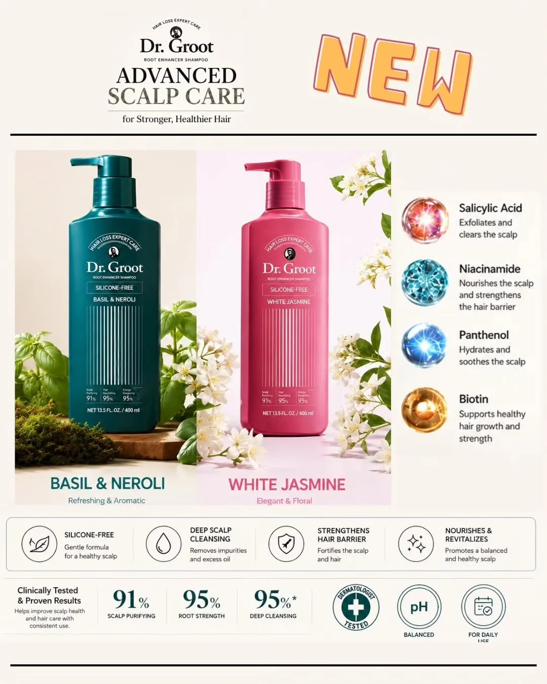NEW ARRIVALS 

Meet the latest addition to your hair care routine 🌿🌸
Discover Dr. Groot Advanced Scalp Care with a silicone-free formula designed to help support a cleaner, healthier-looking scalp and stronger-feeling hair.

🩵 Basil &amp; Neroli &