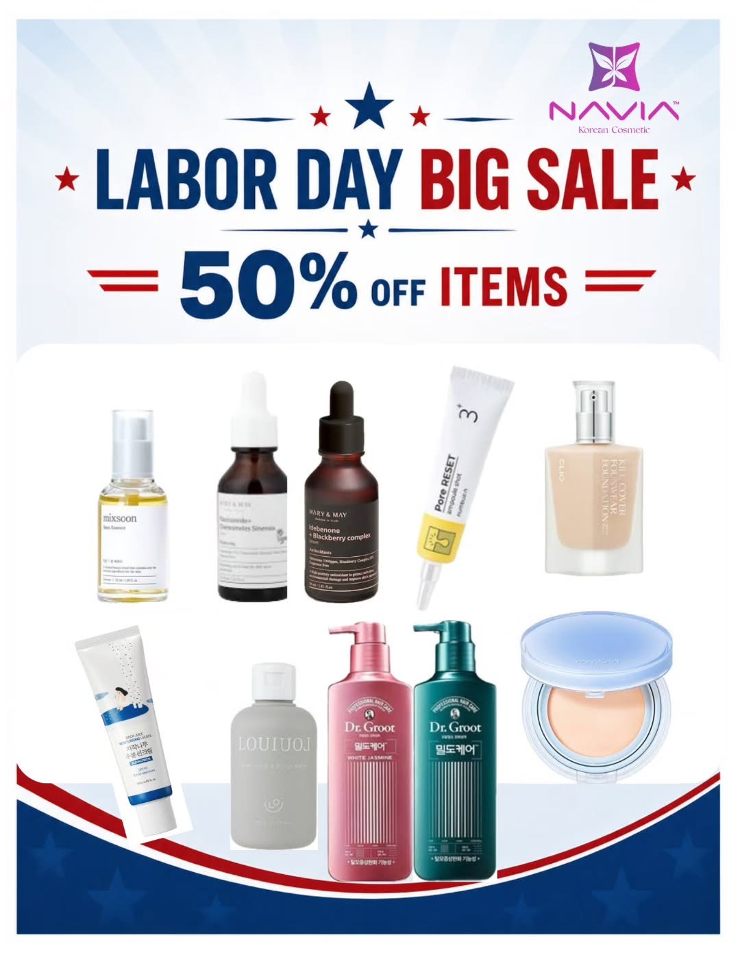 🇺🇸 LABOR DAY BIG SALE! 🇺🇸

Celebrate Labor Day with up to 50% OFF select items! 

Shop your favorite K-Beauty products at special prices!

⏰ Sale ends Monday, September 7th
📍 Available in-store &amp; online

Don&rsquo;t miss out &mdash; shop now
