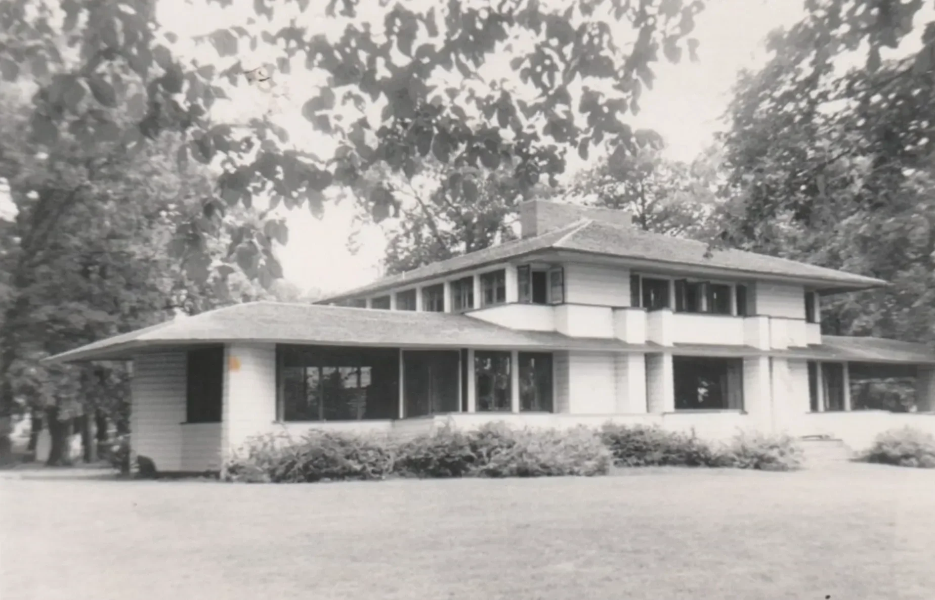 A front view of Gjerager, the Johnsons summer home designed by Frank Lloyd Wright.