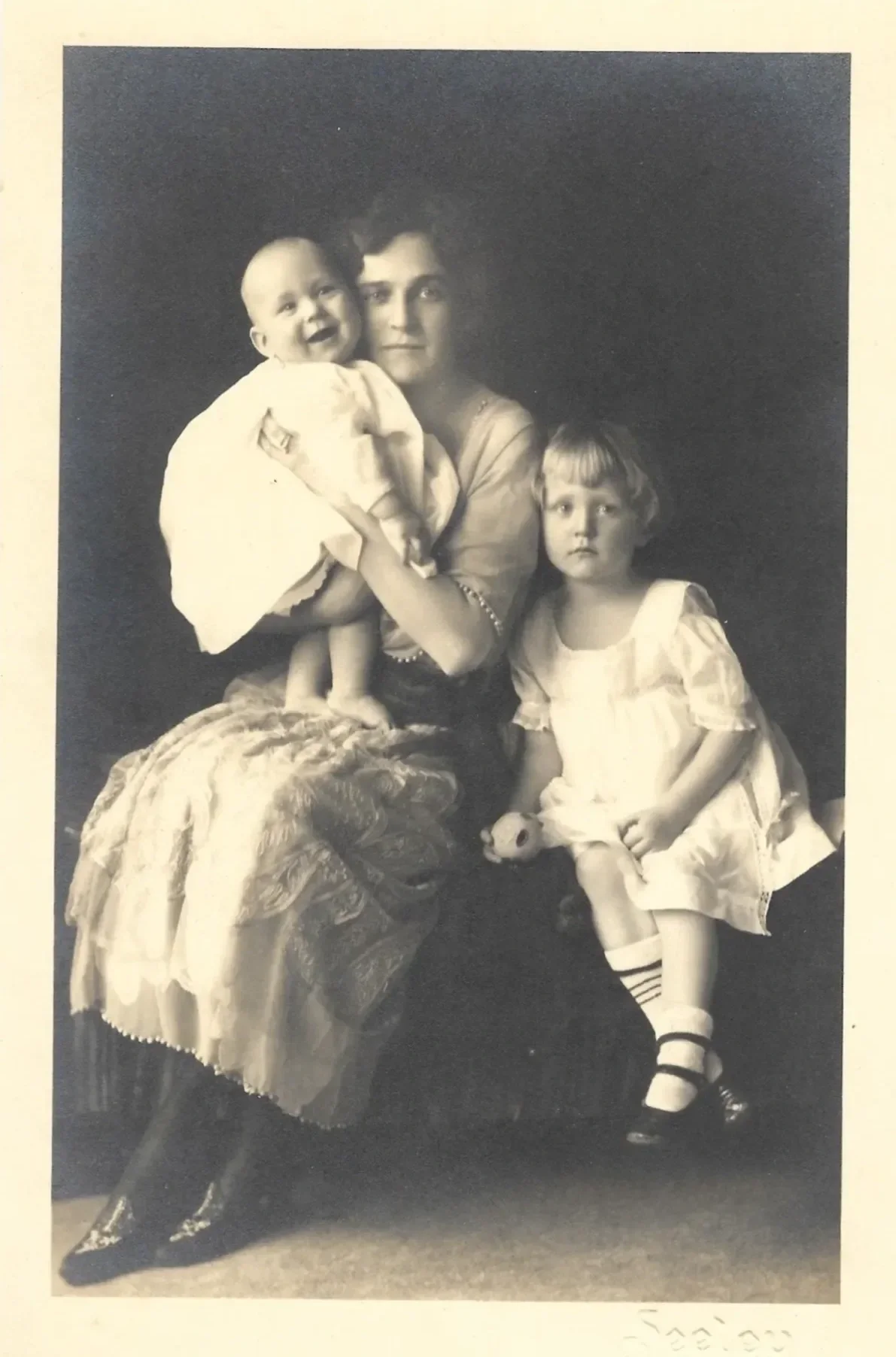 Helen Stein Johnson posed with her two young children.