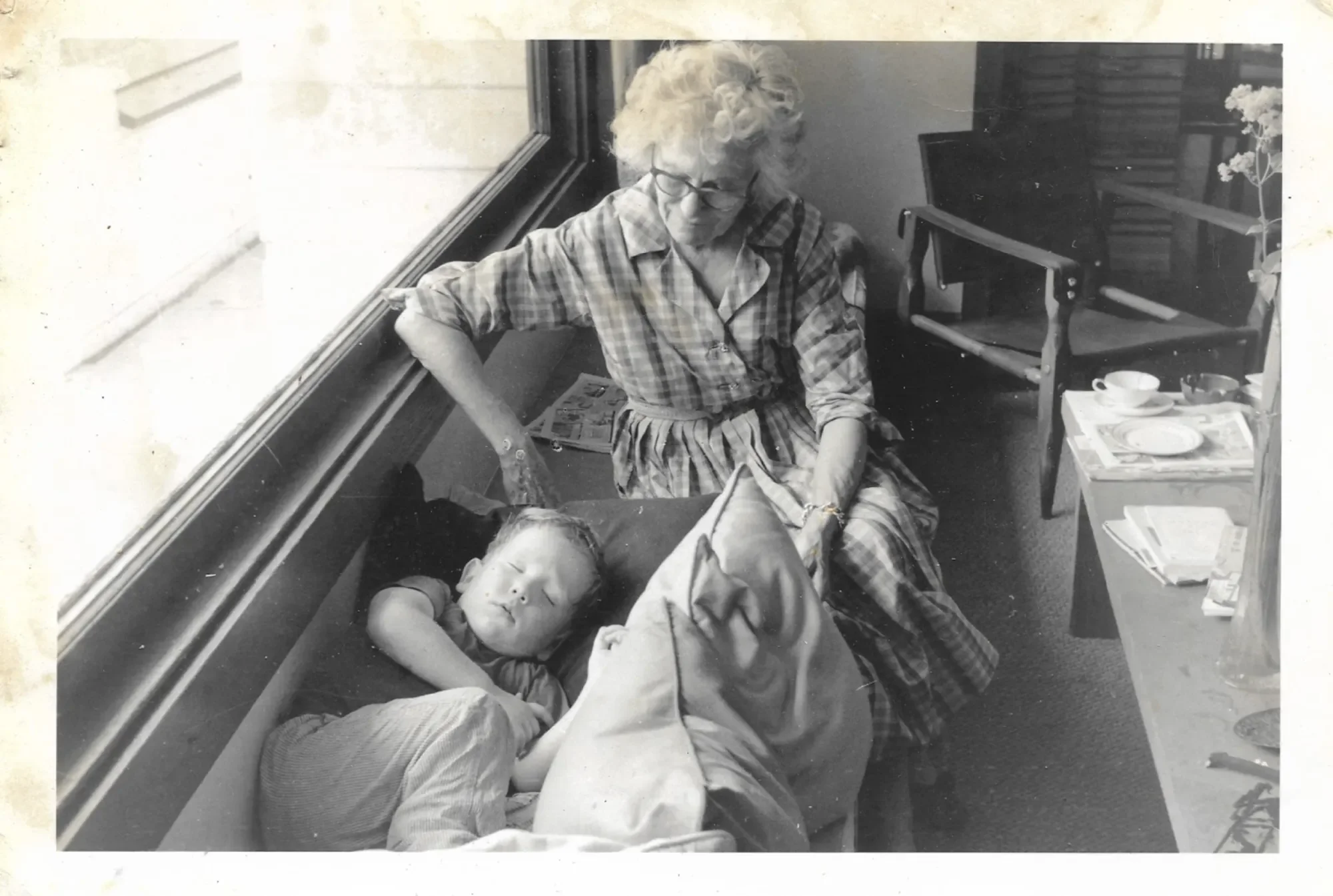 Helen Stein Johnson with her grandson, Mark Johnson, at the family summer home, circa 1962.