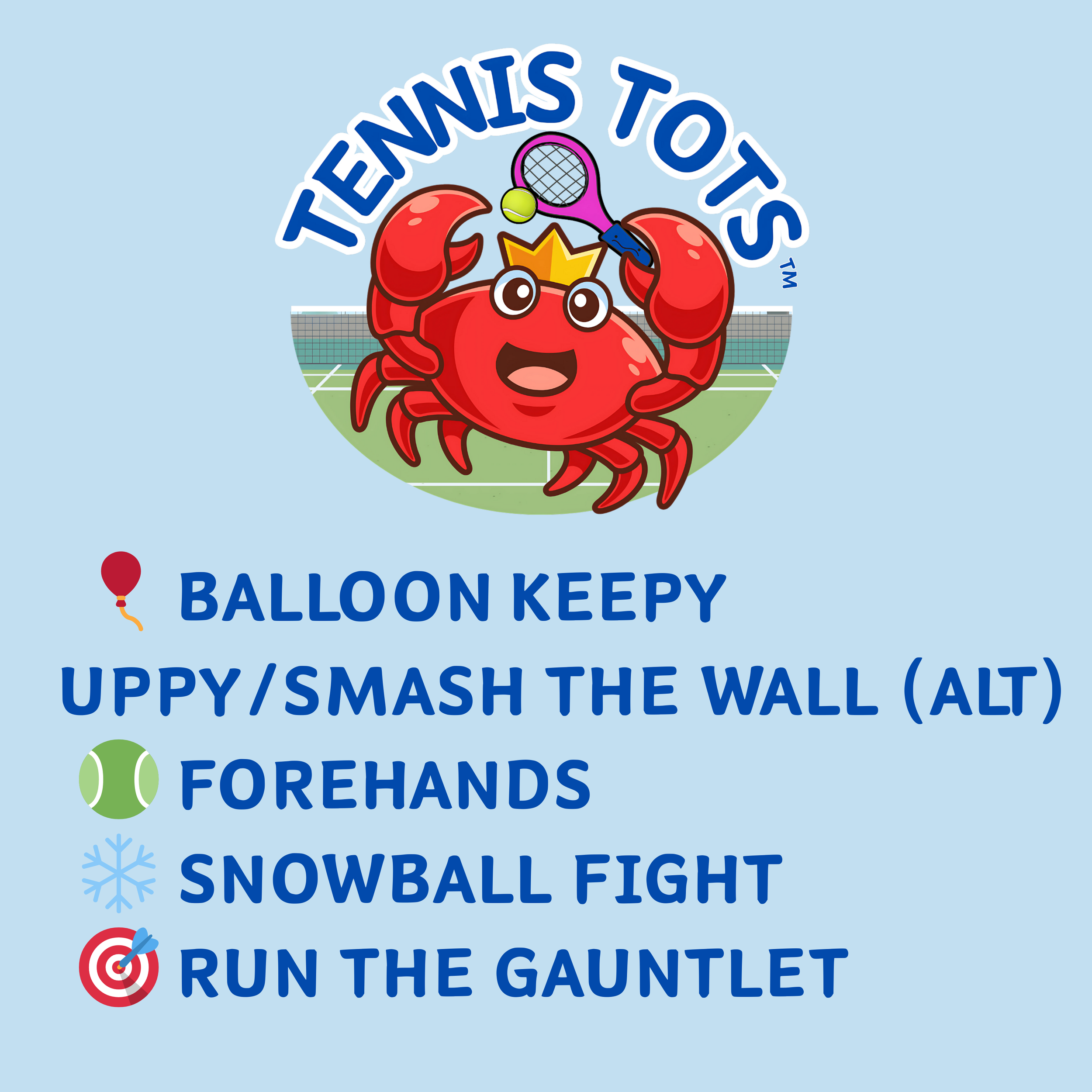 WEEK 2 – TENNIS TOTS LESSON PLAN 🦀👶