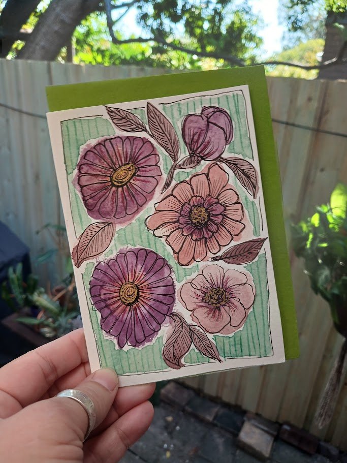 Purple Flowers with stripes