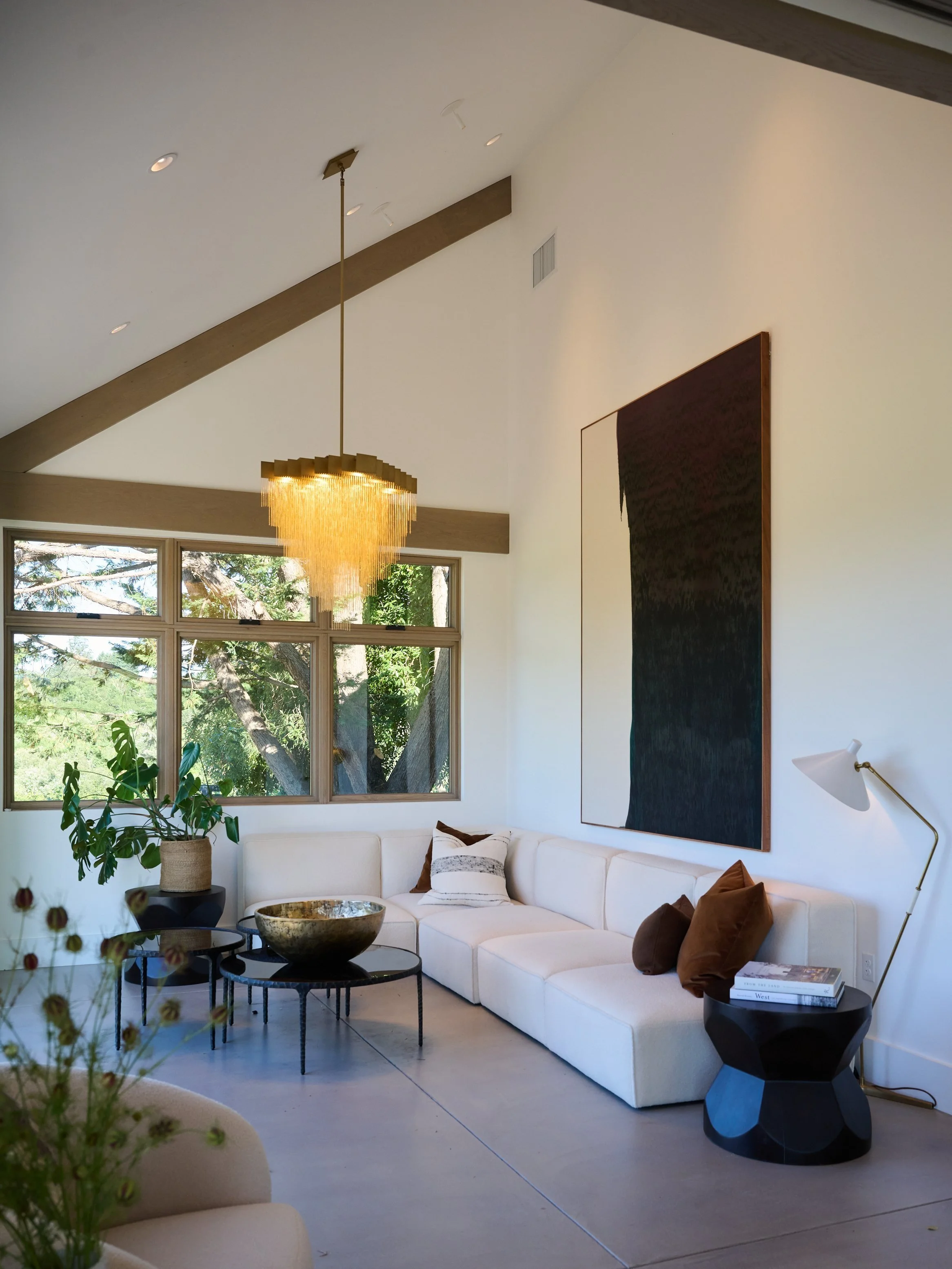 "Impending" by Marcel Rozek hangs in the tasting room of a Sonoma Wine Tasting Room