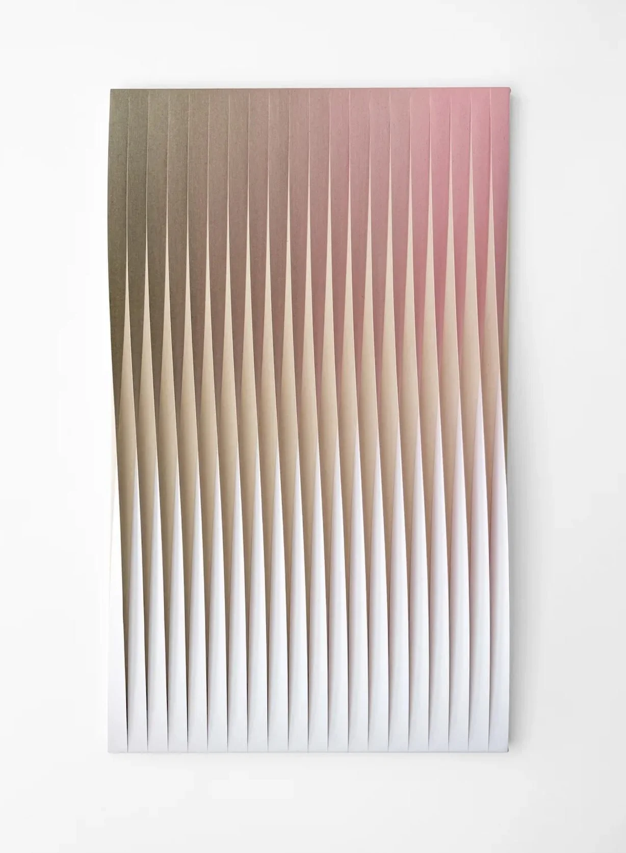 Line Busch, Untitled, 2025. Acrylic and casein binder on raw canvas, 39.4 x 23.6 in.