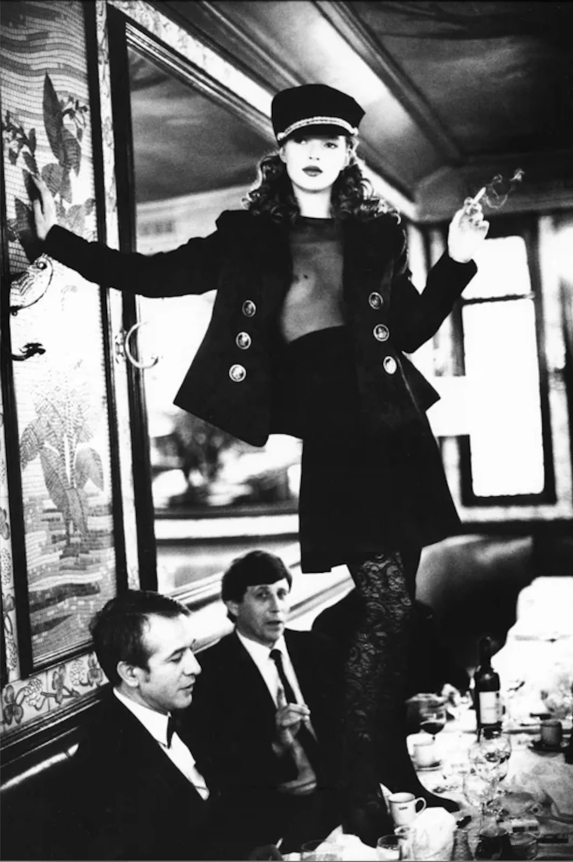 Arthur Elgort, Kate Moss at Cafe Lipp, Paris, VOGUE Italia, 1993. Archival pigment print, edition 14 of 30, 30 x 40 in.