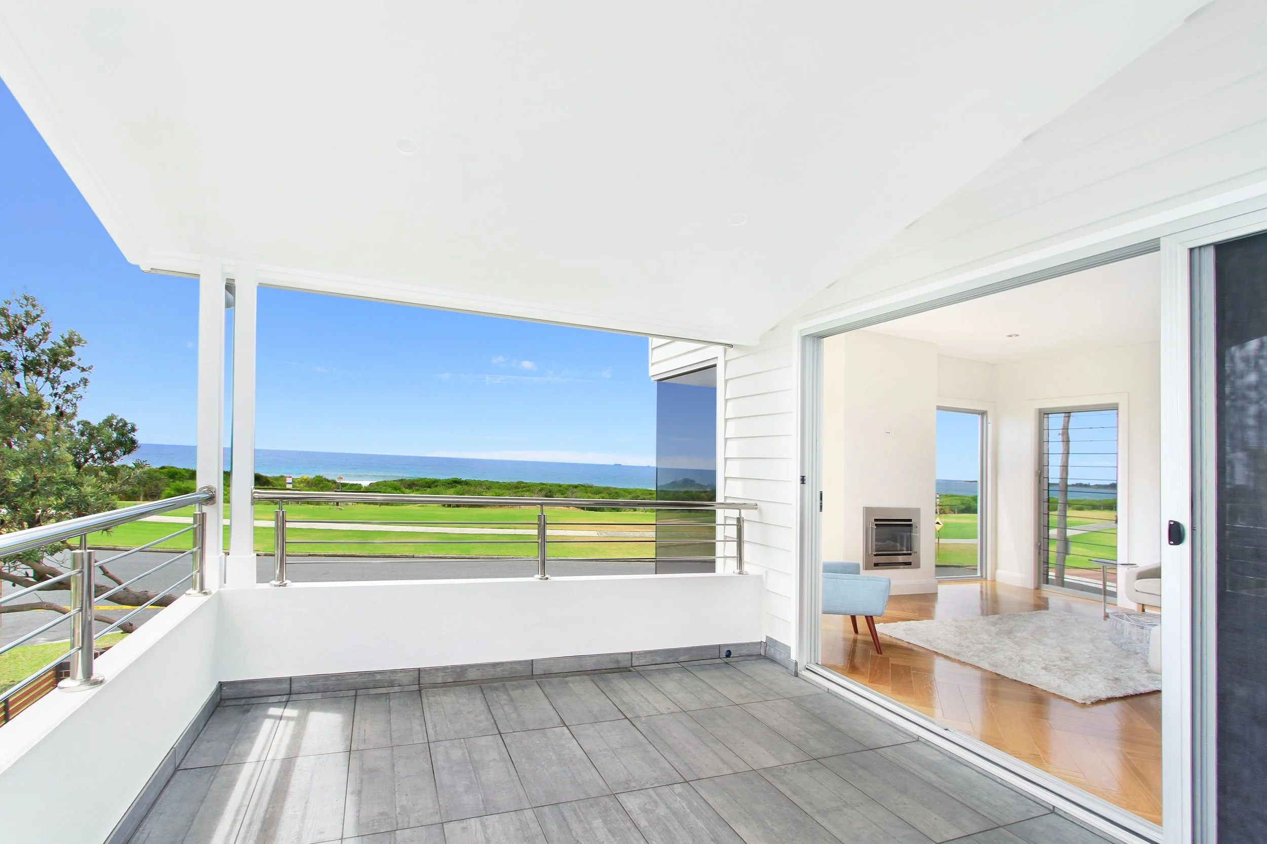 Veranda coastal view in a duplex house