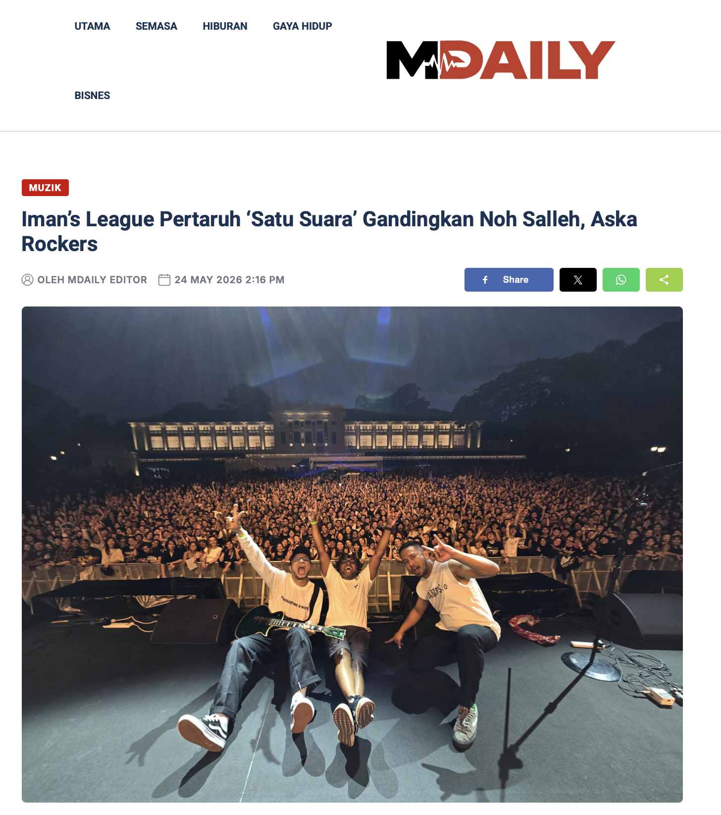 Iman's League Pertaruh 'Satu Suara' Gandingkan Noh Salleh, AskaRockers