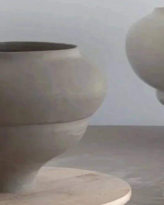 Two sculptural hand-coiled Ampla pieces by SOIO Studio