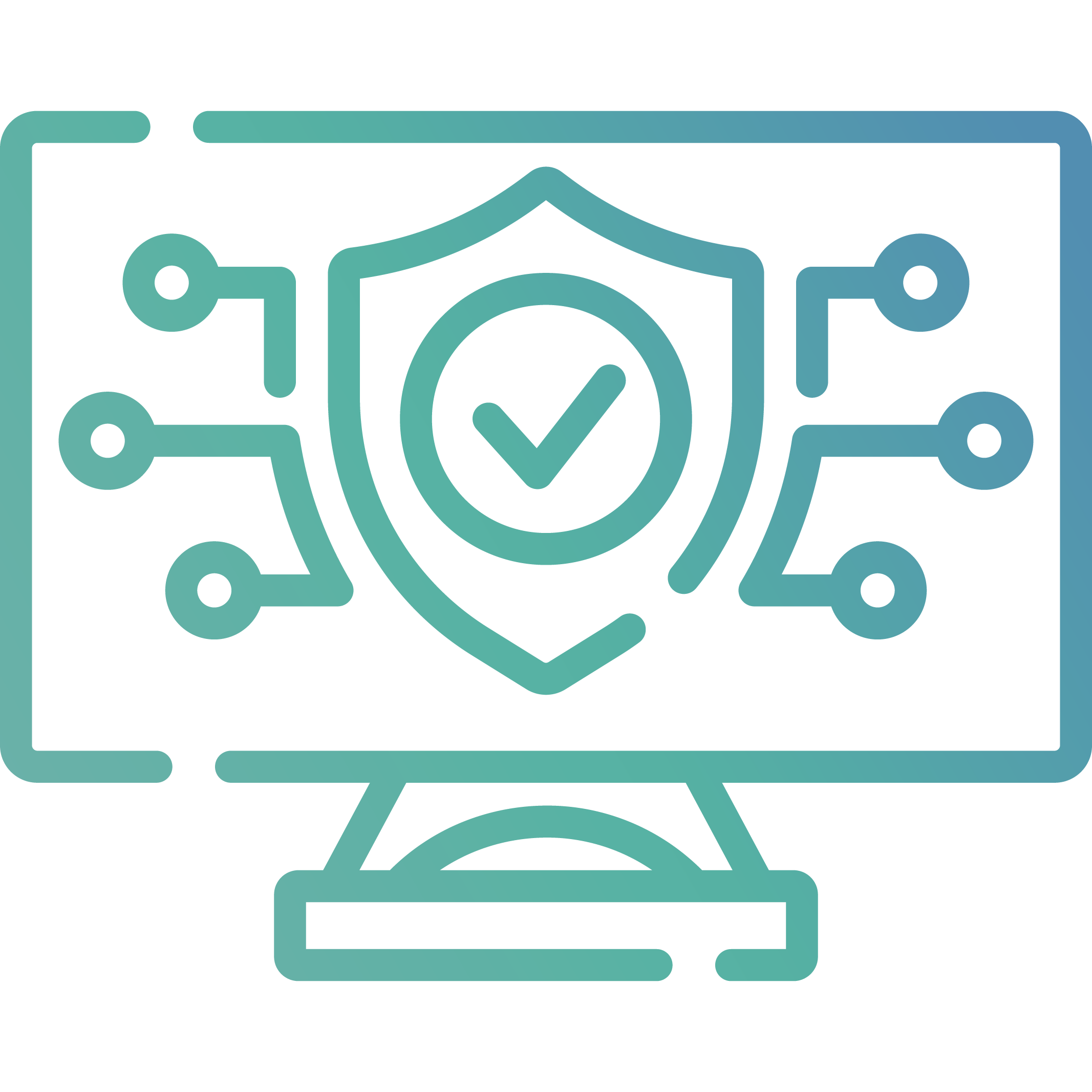 A shield on a computer screen representing digital security