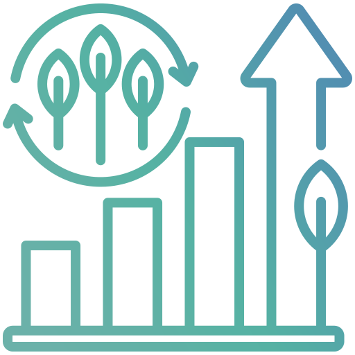 A colorful, abstract geometric illustration with layered shapes in shades of teal and blue.