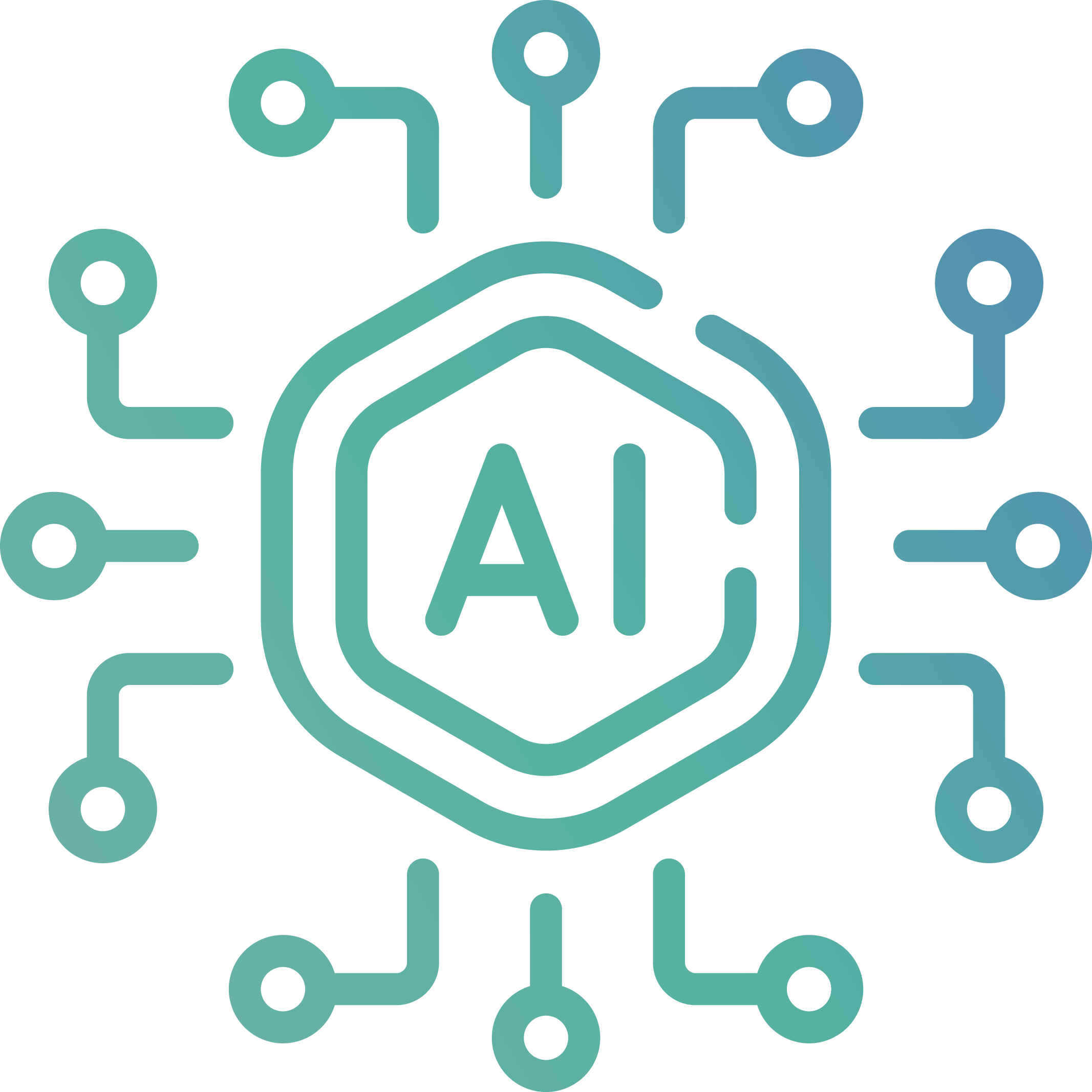 Illustration representing AI as heart of a digital platform for garages and bodyshops