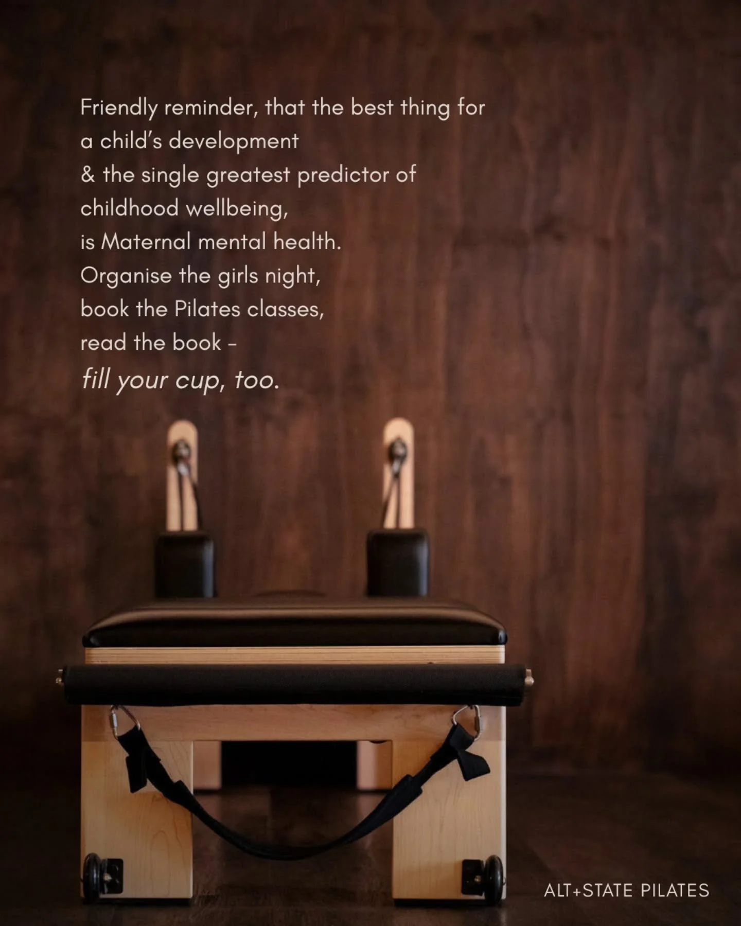 🔊 Althogether now! 
Self Care isn't selfish! 🤎
.
.
.
#alteryourstate #reformerpilates #mobility #movementismedicine #mumssupportingmums