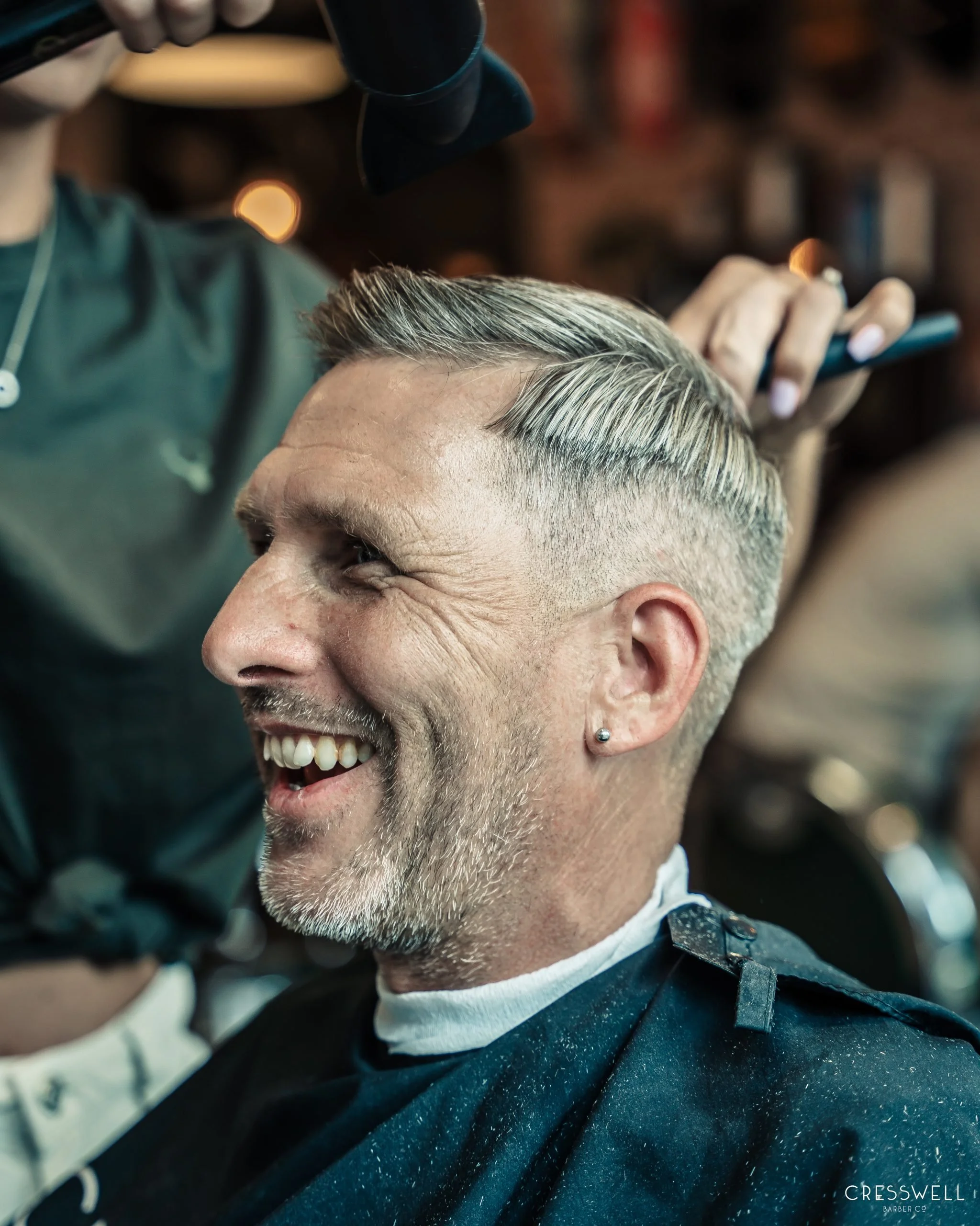 Bearded man with a new short haircut from Cresswell Barber Co in Southampton