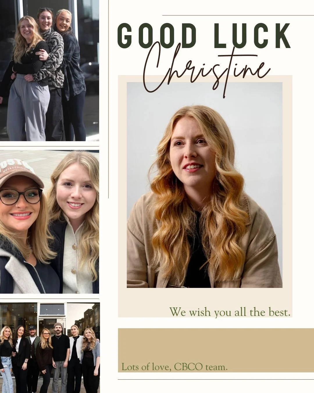 End of an era🥲✂️

Christine, it's been an absolute pleasure having you as part of the CBCO team these past 2 years. You've brought so much to the shop - not just your skills, but your energy and humour too.
We'll miss you loads, but we're so excited