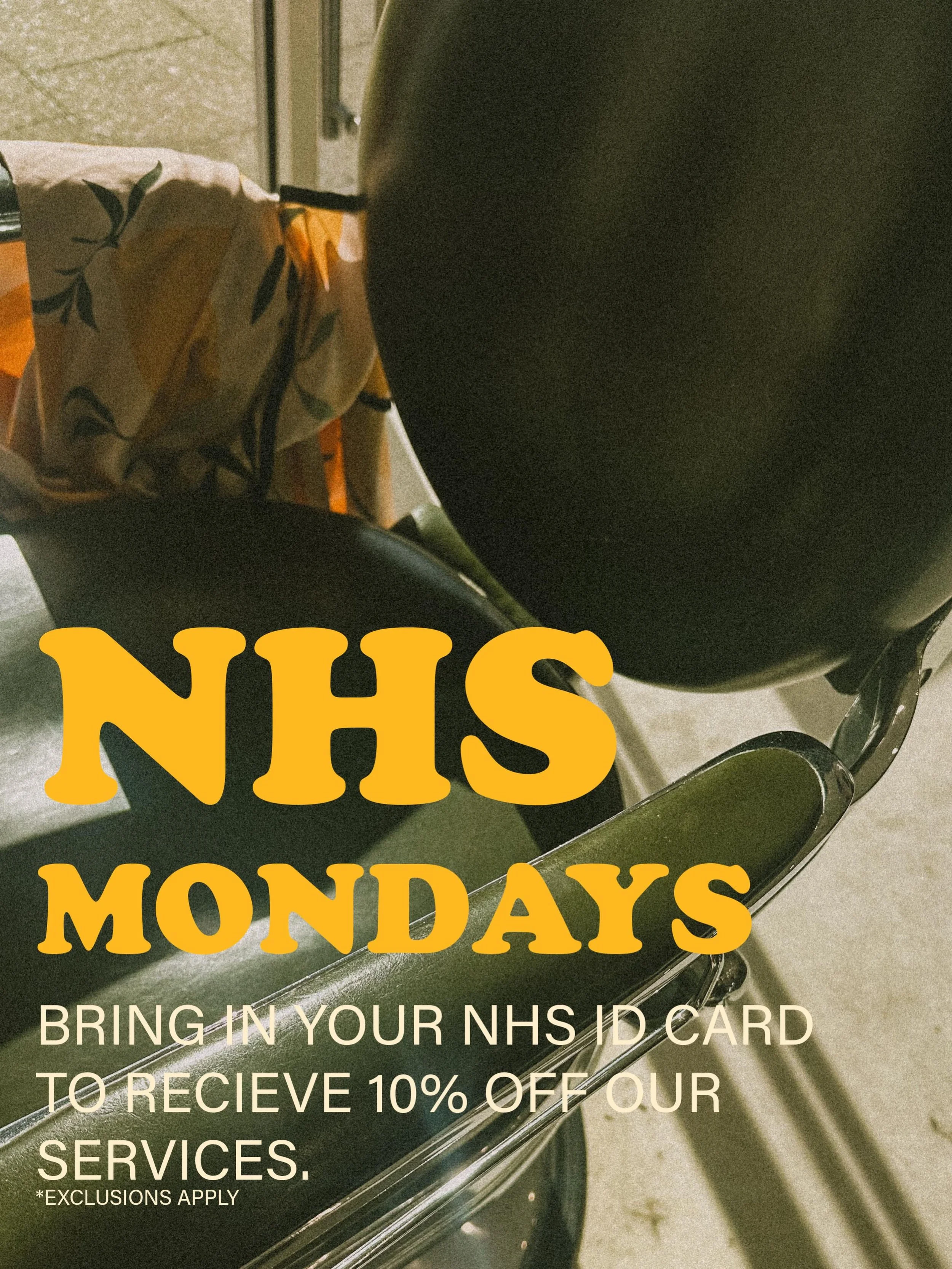A little thank you from us to you 💚

Take advantage of our NHS Mondays - bring in your ID card &amp; receive 10% off on selected services.