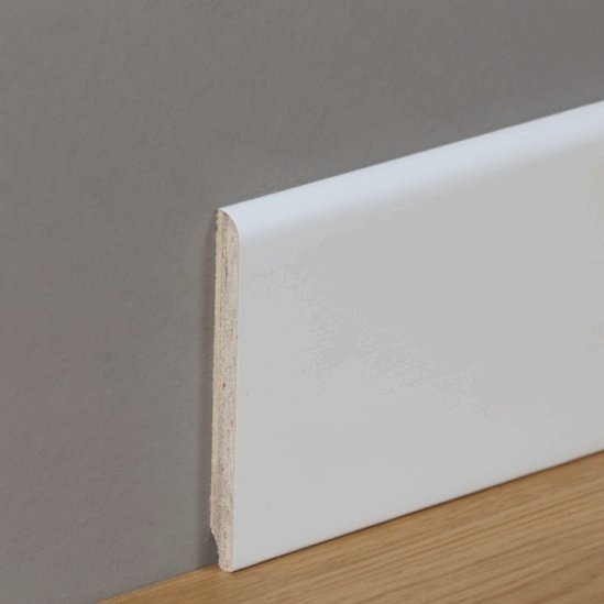 Battiscopa laccato bianco RAL 9016 82x13mm becco di civetta - 4,10€/mt